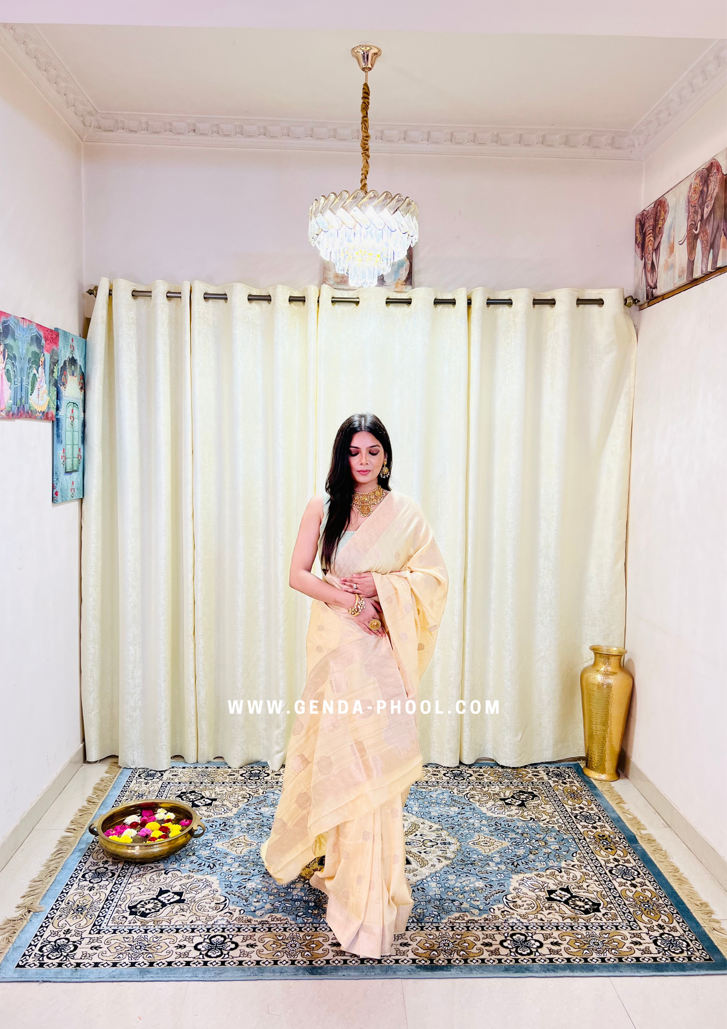 Pastel Silk Cotton Saree with Woven Zari Work