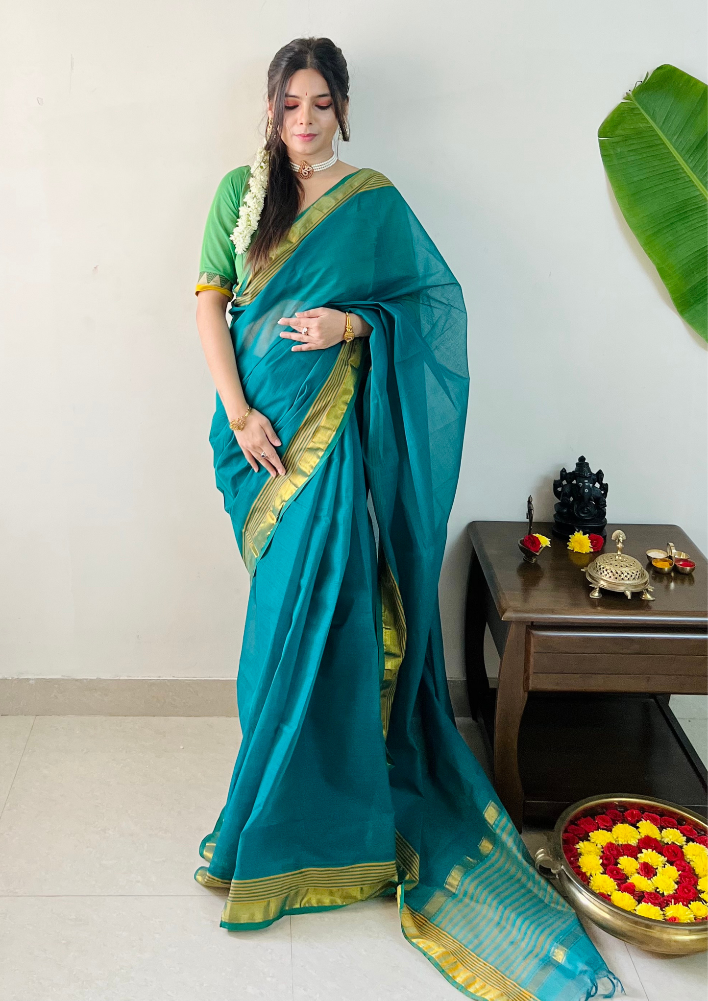 South Cotton Thread Border Saree