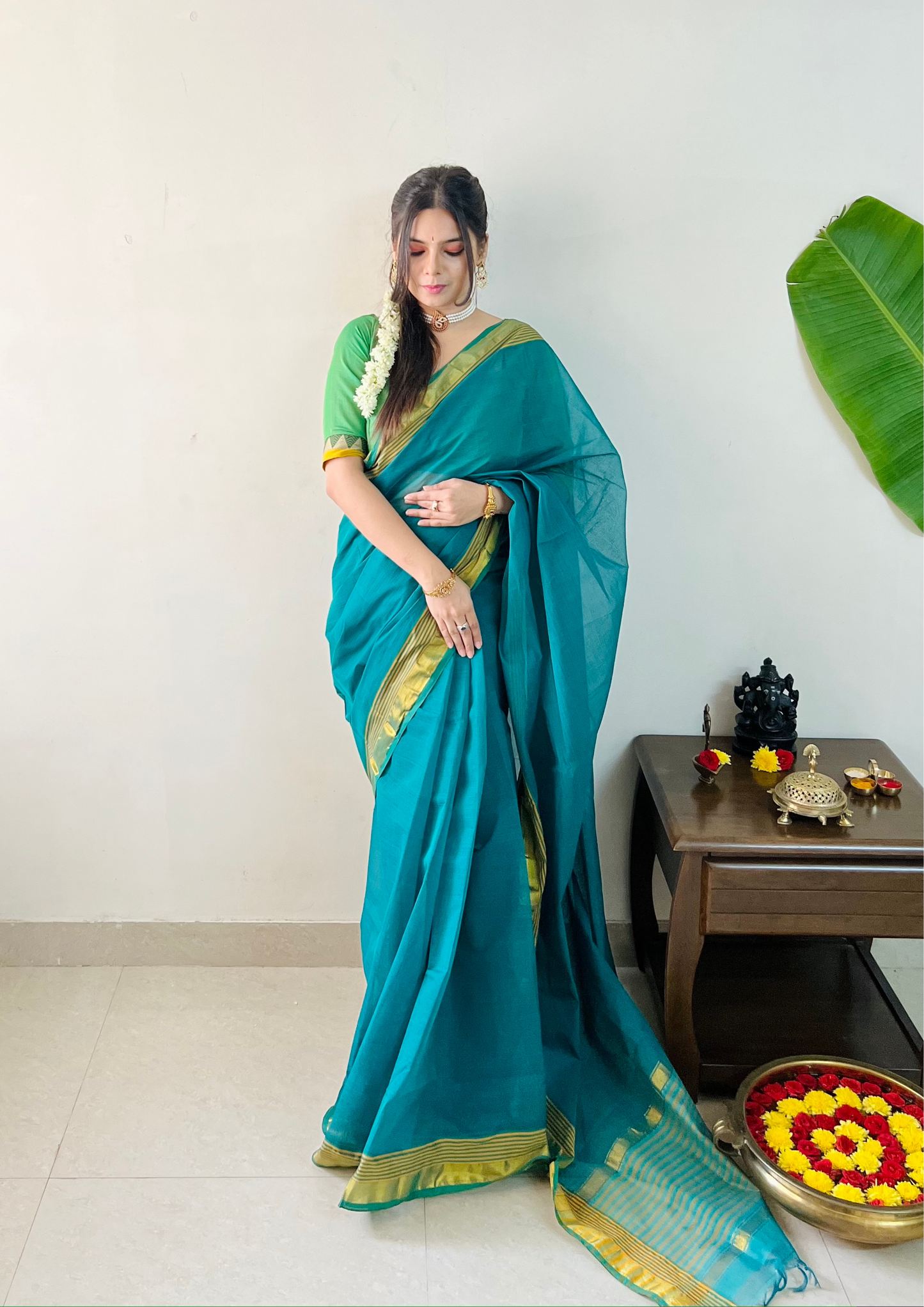 South Cotton Thread Border Saree