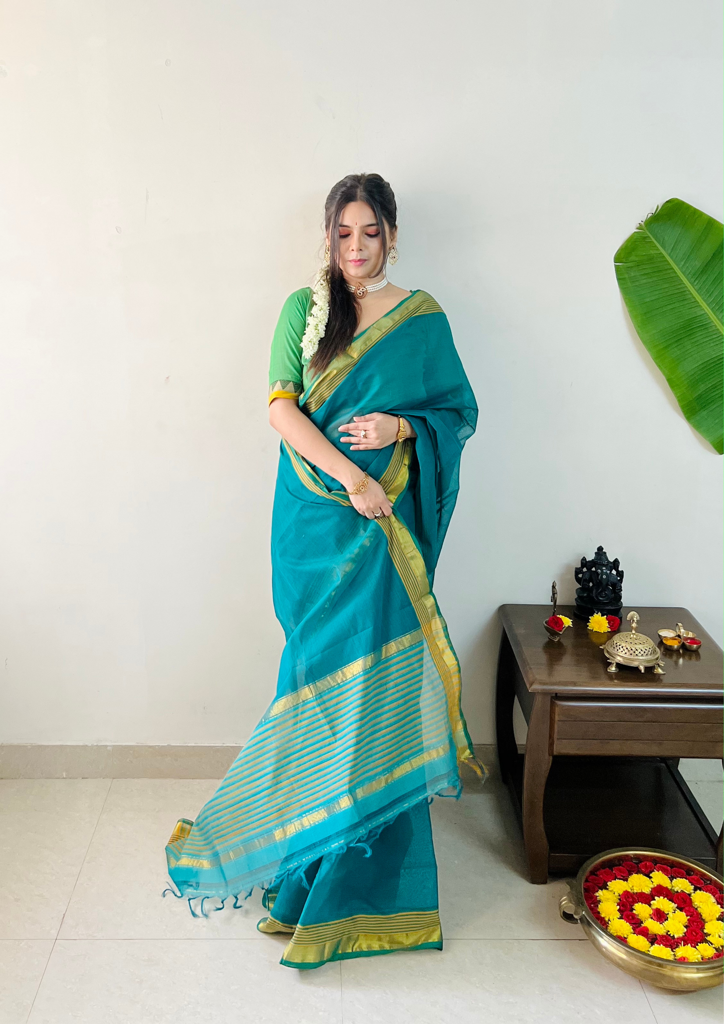 South Cotton Thread Border Saree