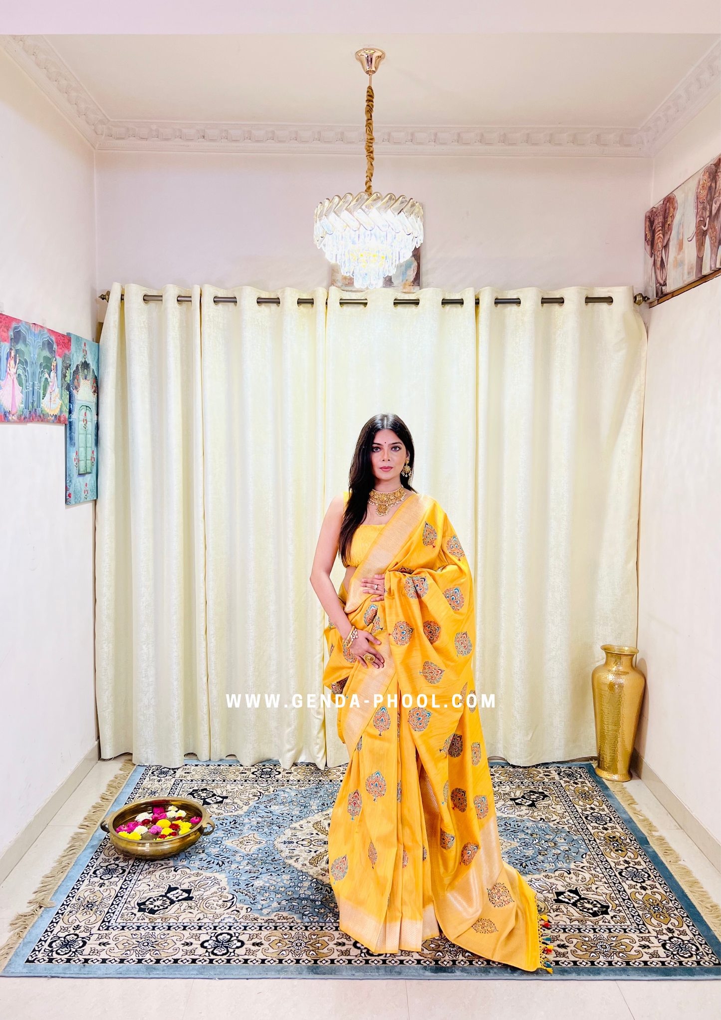 Tussar Silk Saree with Grand Zari Pallu and Thread butis