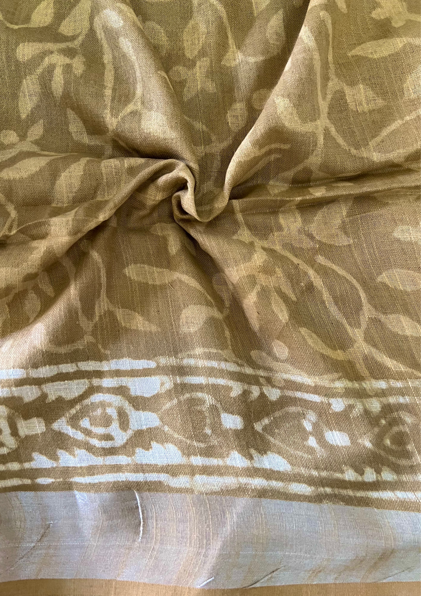 Handblock Printed Linen Cotton Saree