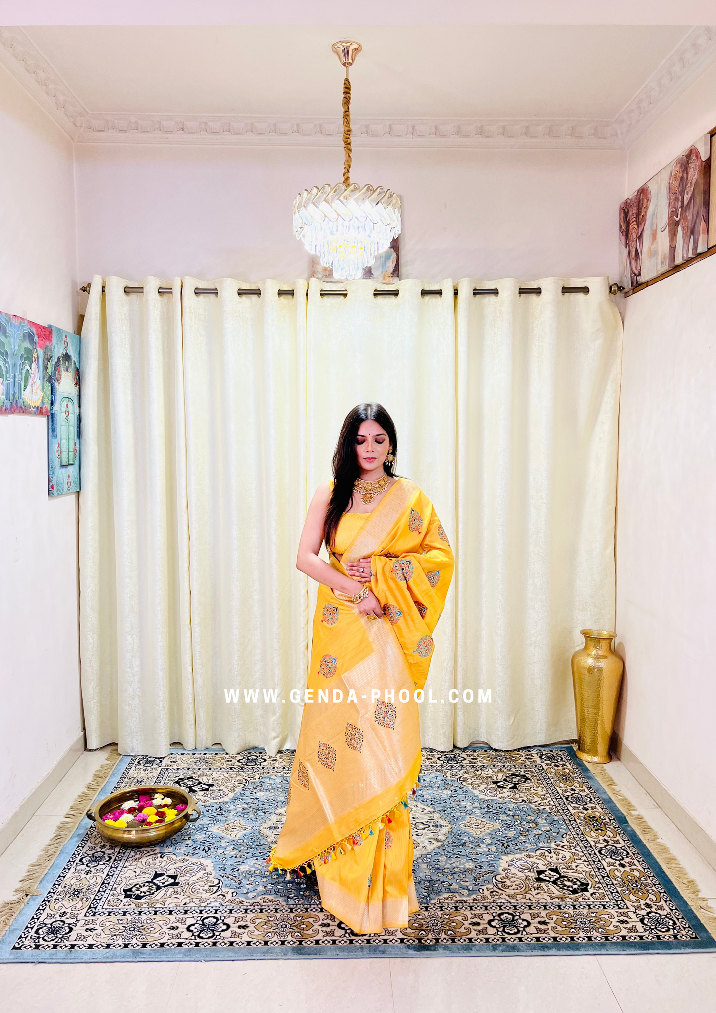 Tussar Silk Saree with Grand Zari Pallu and Thread butis