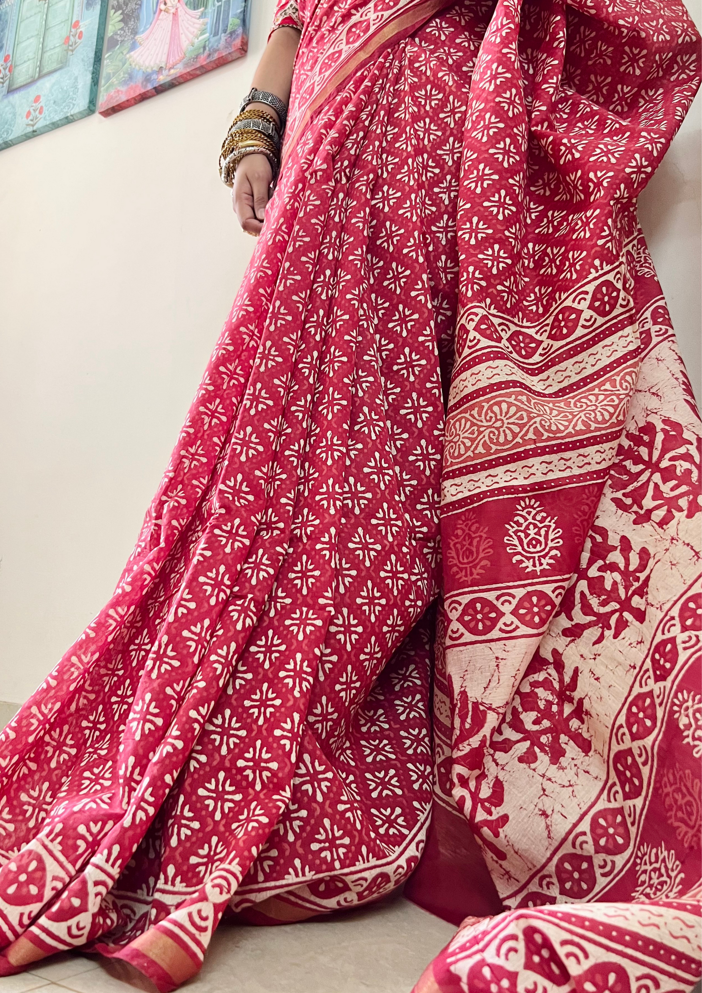 Chanderi Cotton Silk Saree with Zari Border