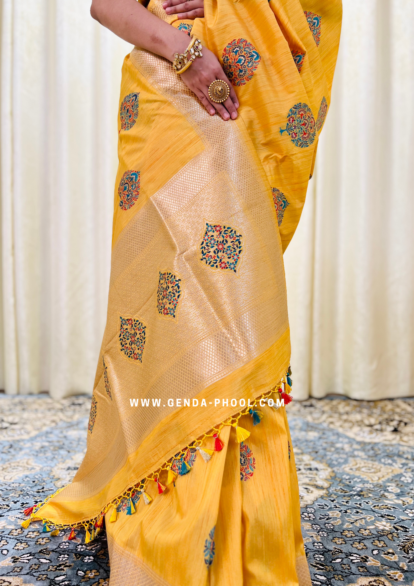 Tussar Silk Saree with Grand Zari Pallu and Thread butis