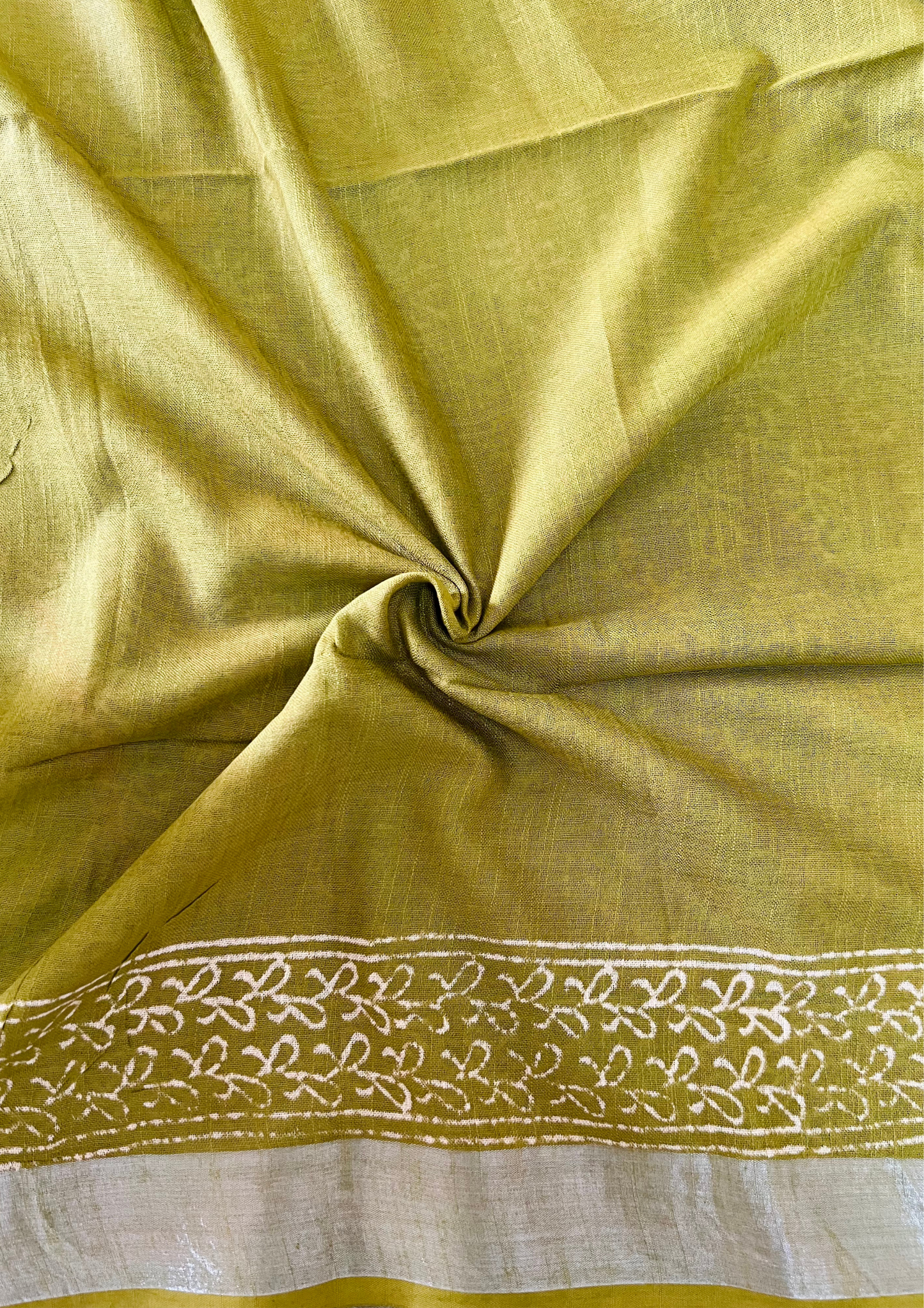 Handblock Printed Linen Cotton Saree