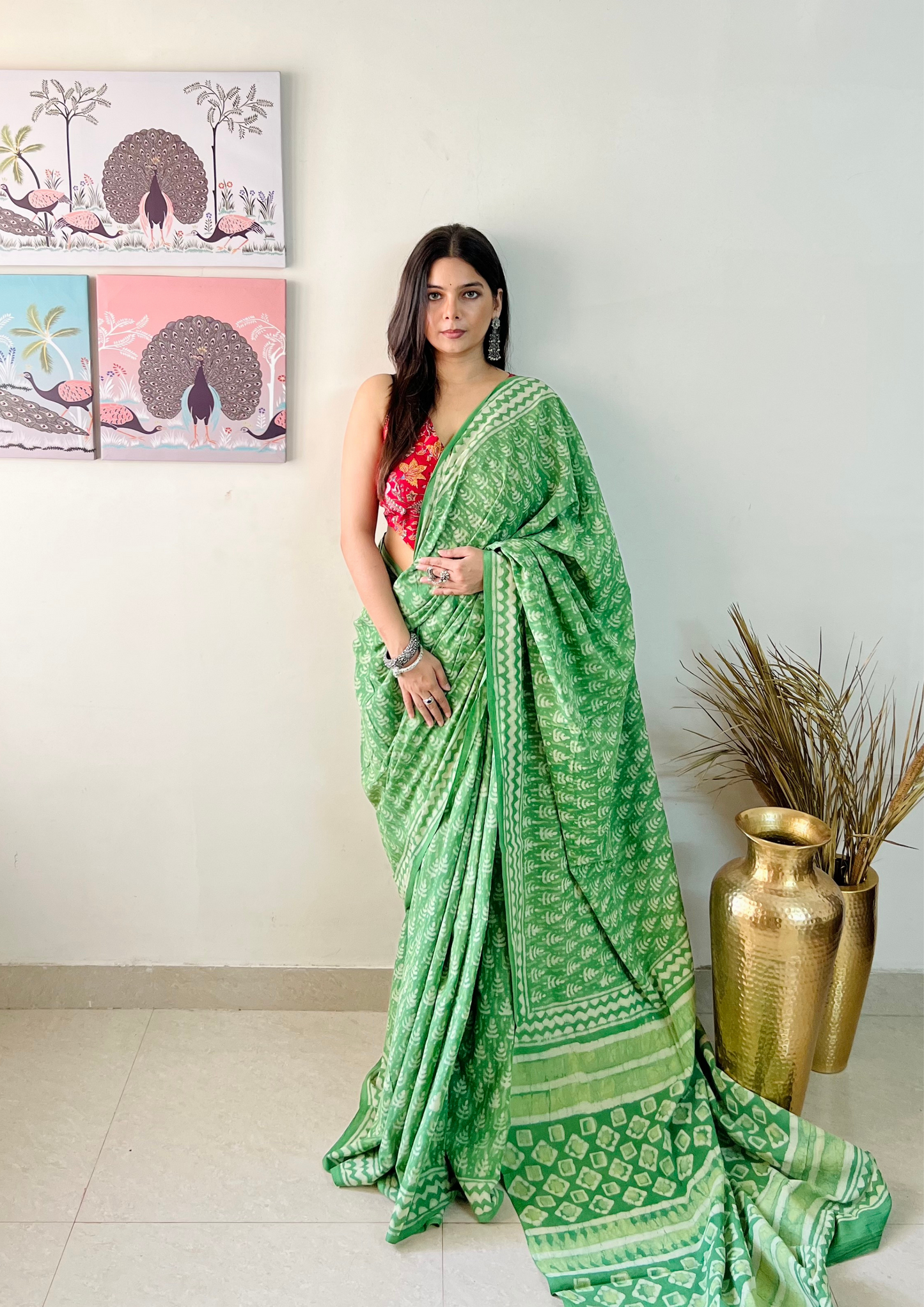 Dabu Handblock Printed Natural Dyed Mulmul Cotton Saree