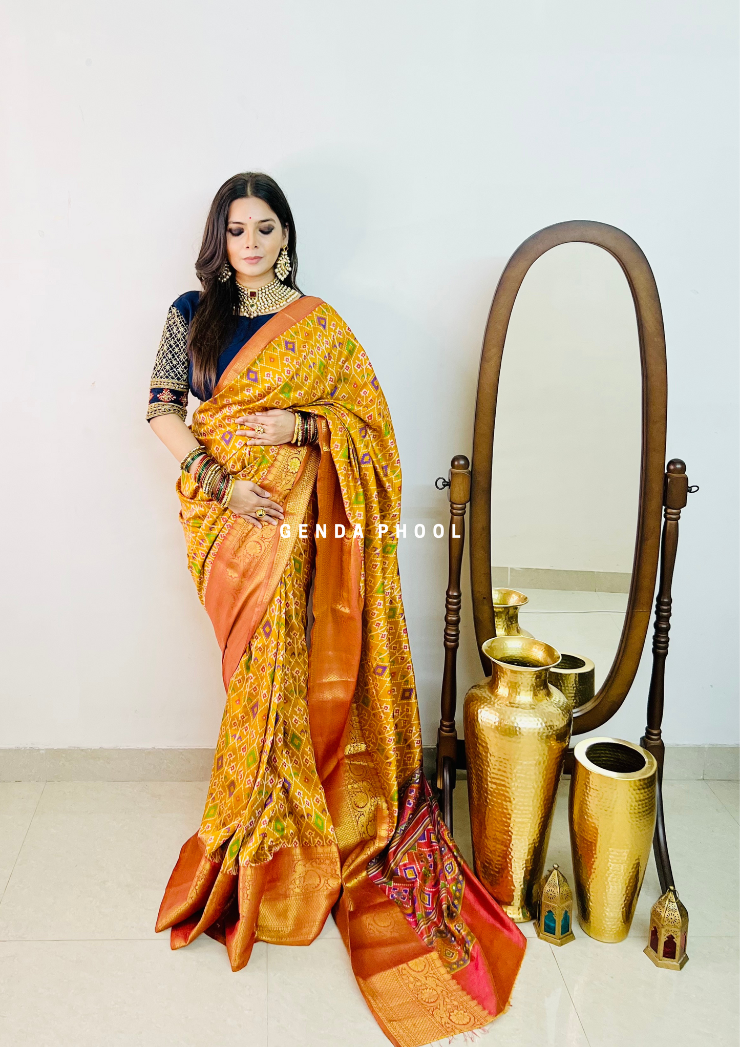 Patola Ikat Silk Saree with Zari Border