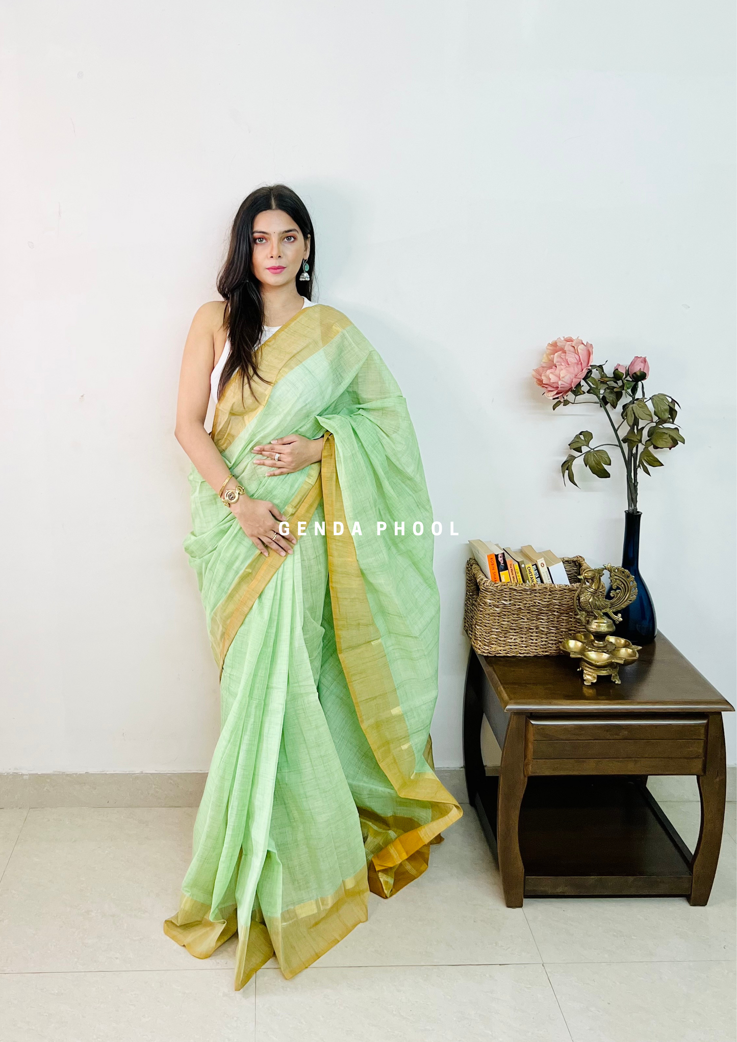 Handloom Kanchi Cotton Zari Border Saree