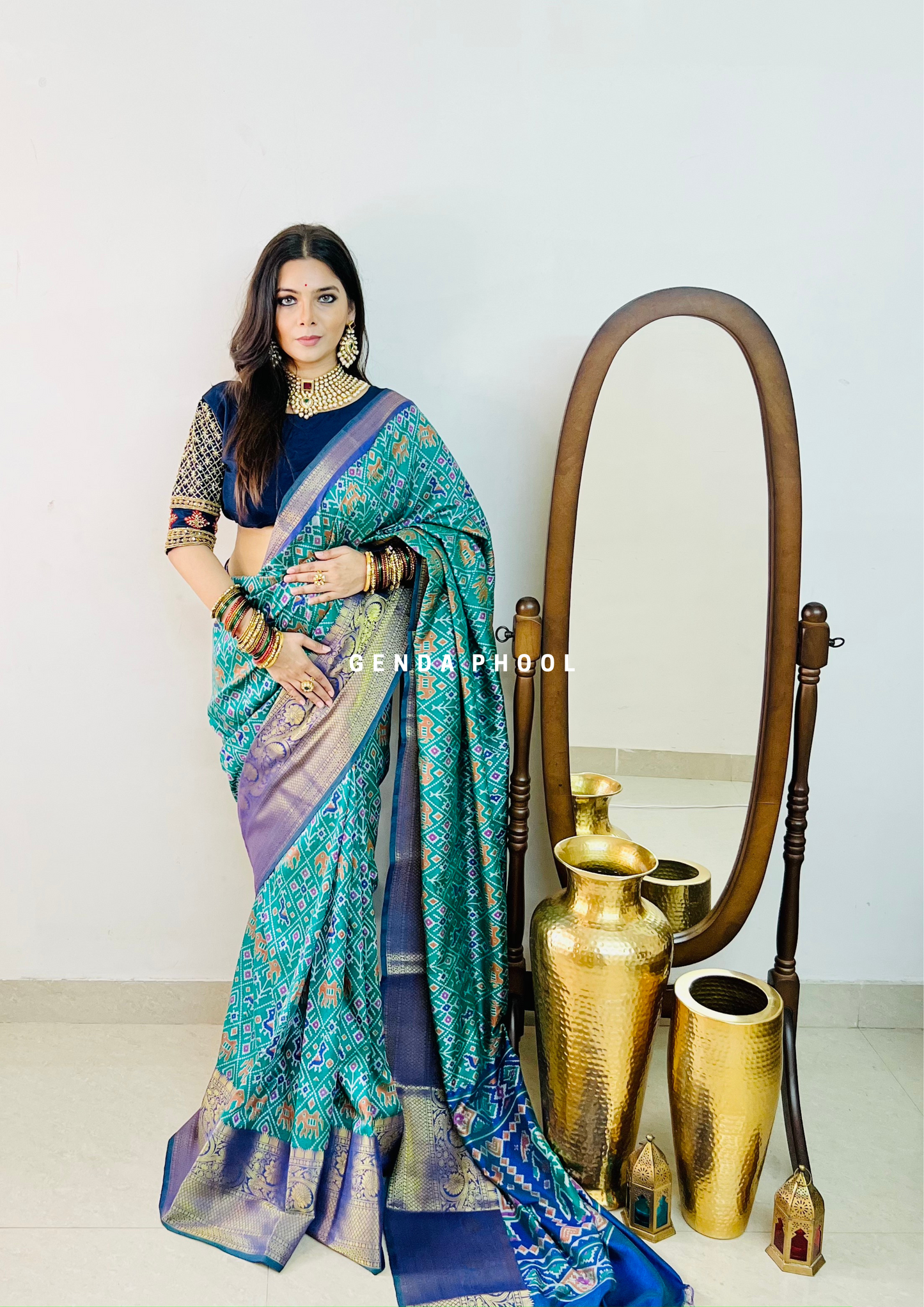 Patola Ikat Silk Saree with Zari Border