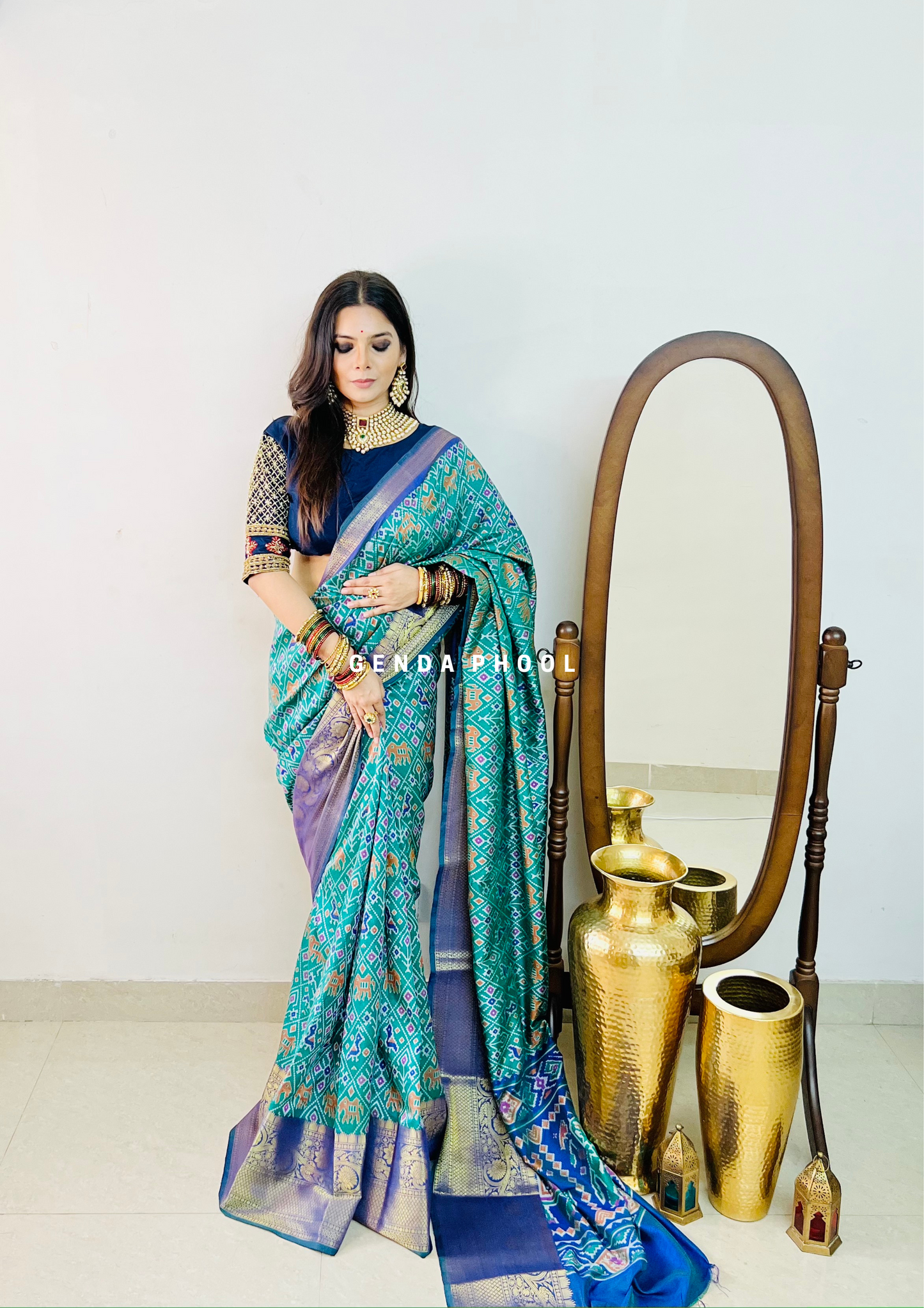 Patola Ikat Silk Saree with Zari Border