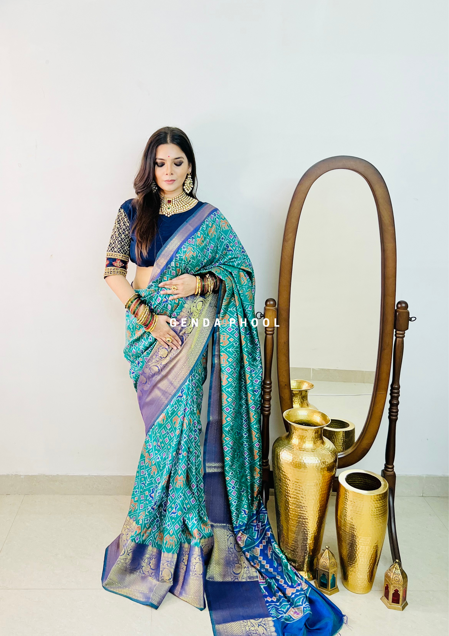 Patola Ikat Silk Saree with Zari Border