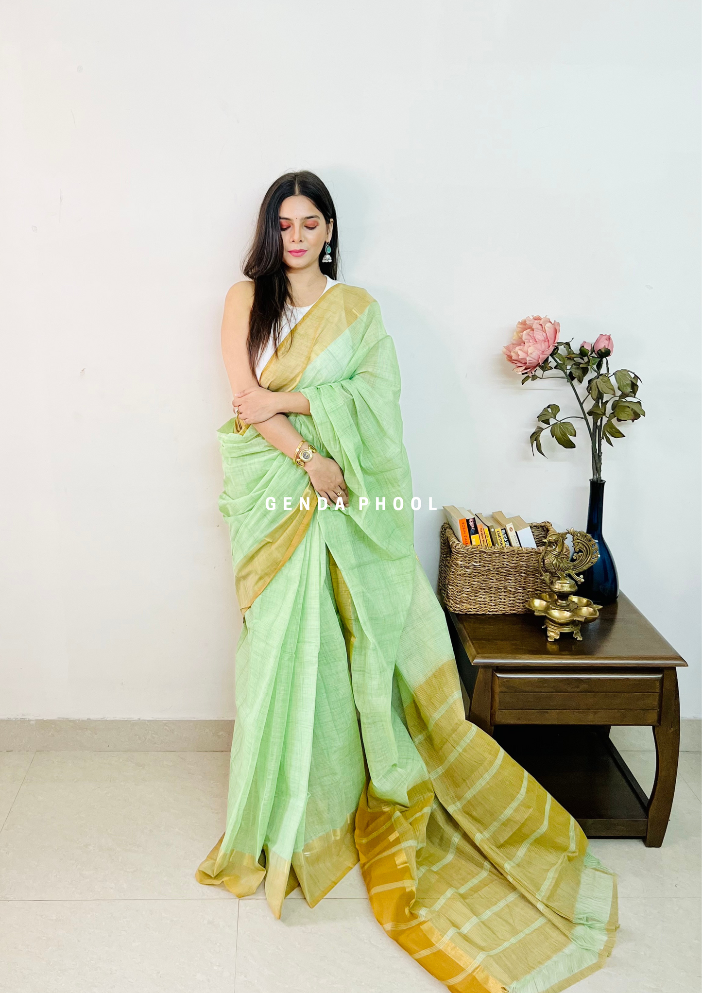 Handloom Kanchi Cotton Zari Border Saree