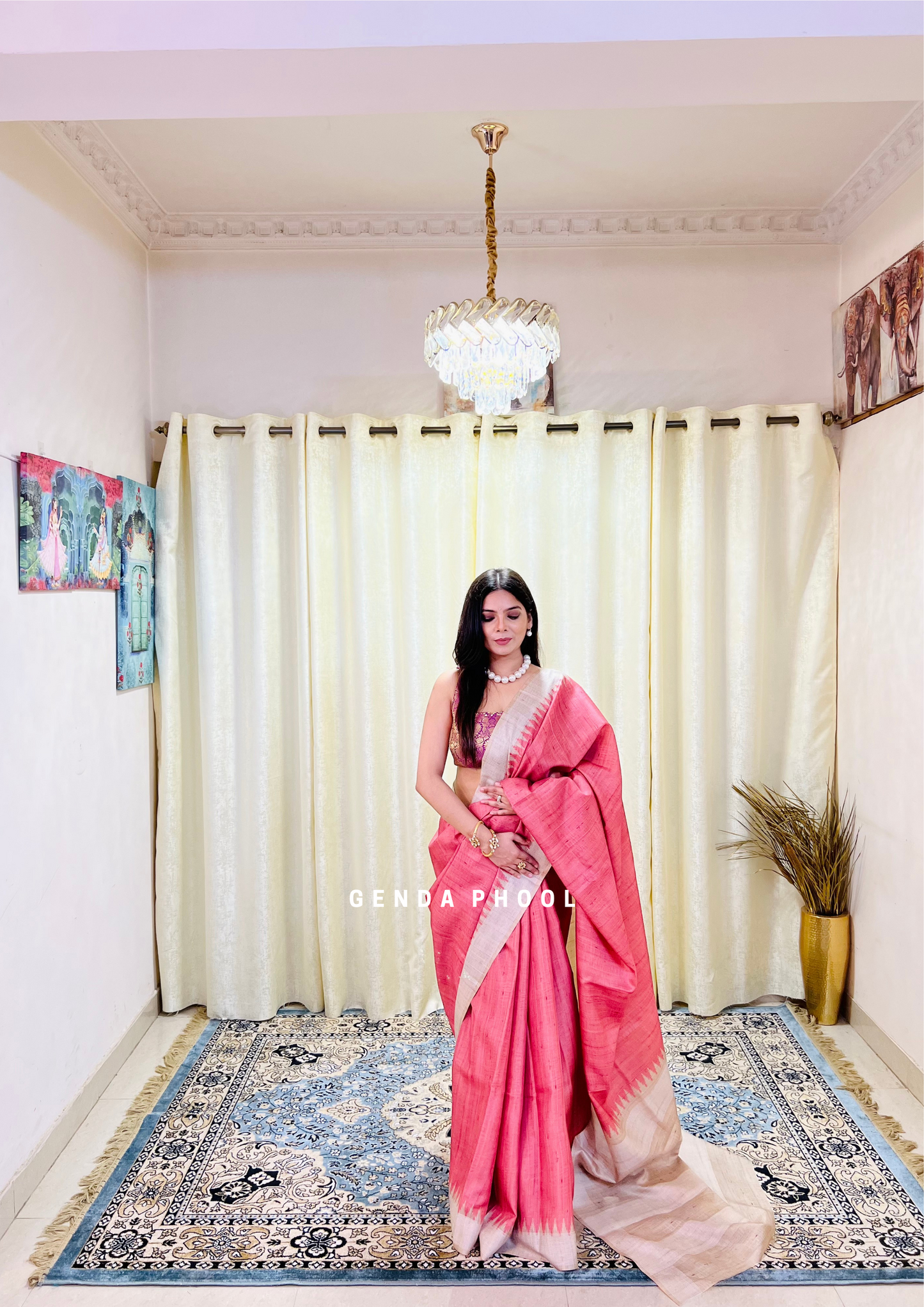 Temple Border Tussar Silk Saree