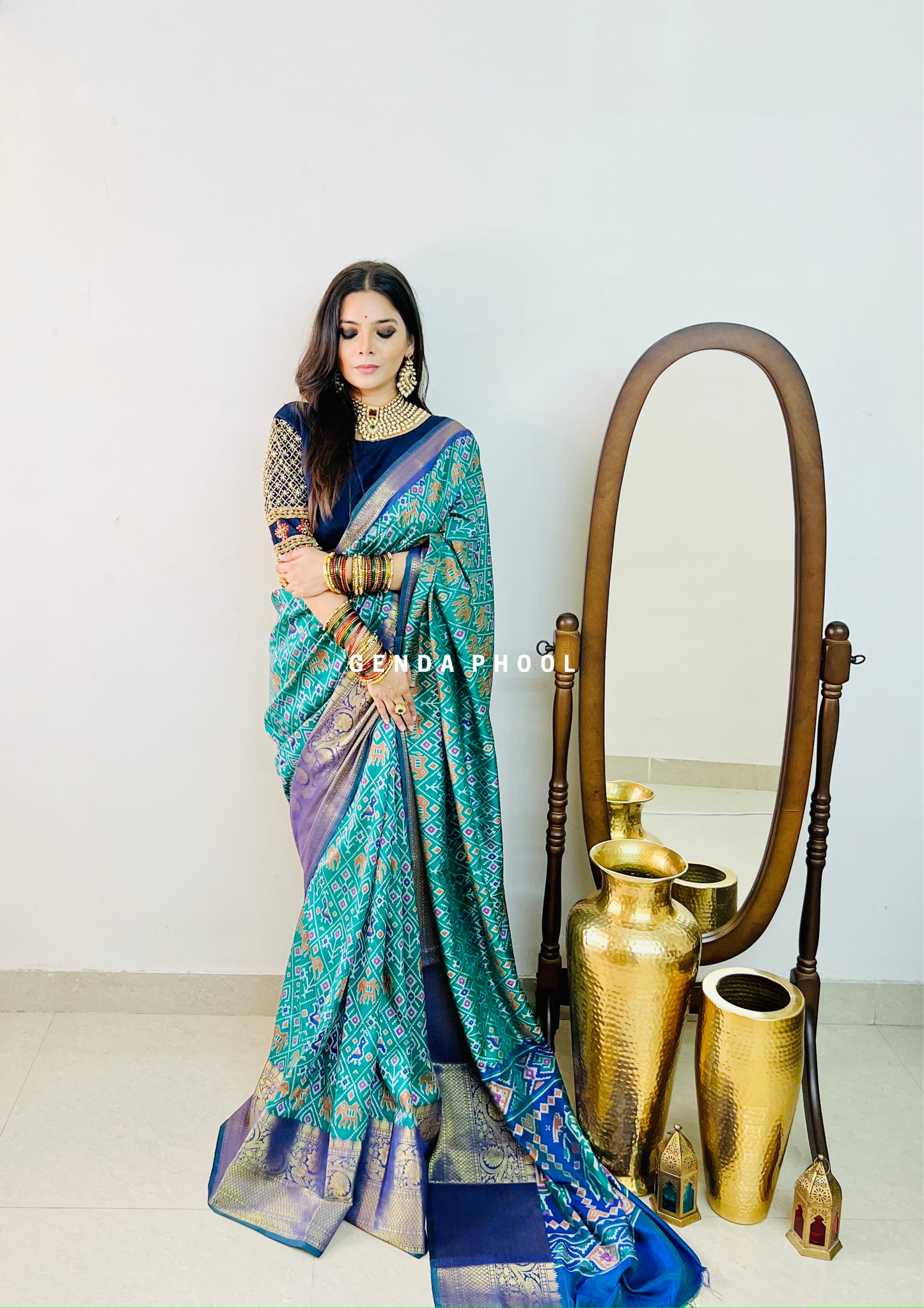 Patola Ikat Silk Saree with Zari Border