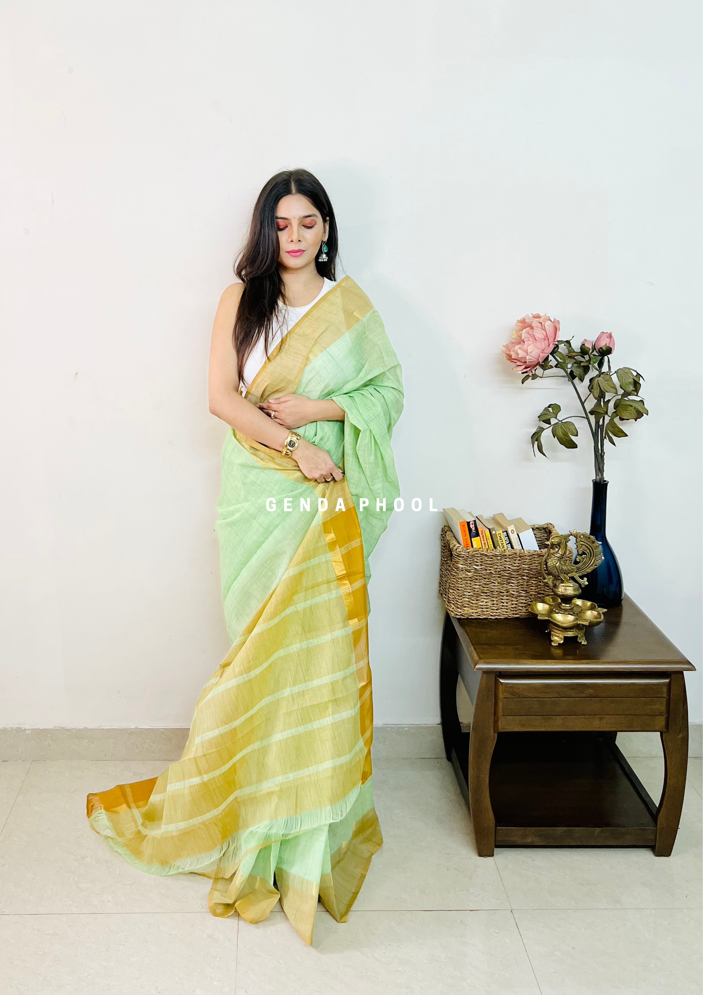 Handloom Kanchi Cotton Zari Border Saree