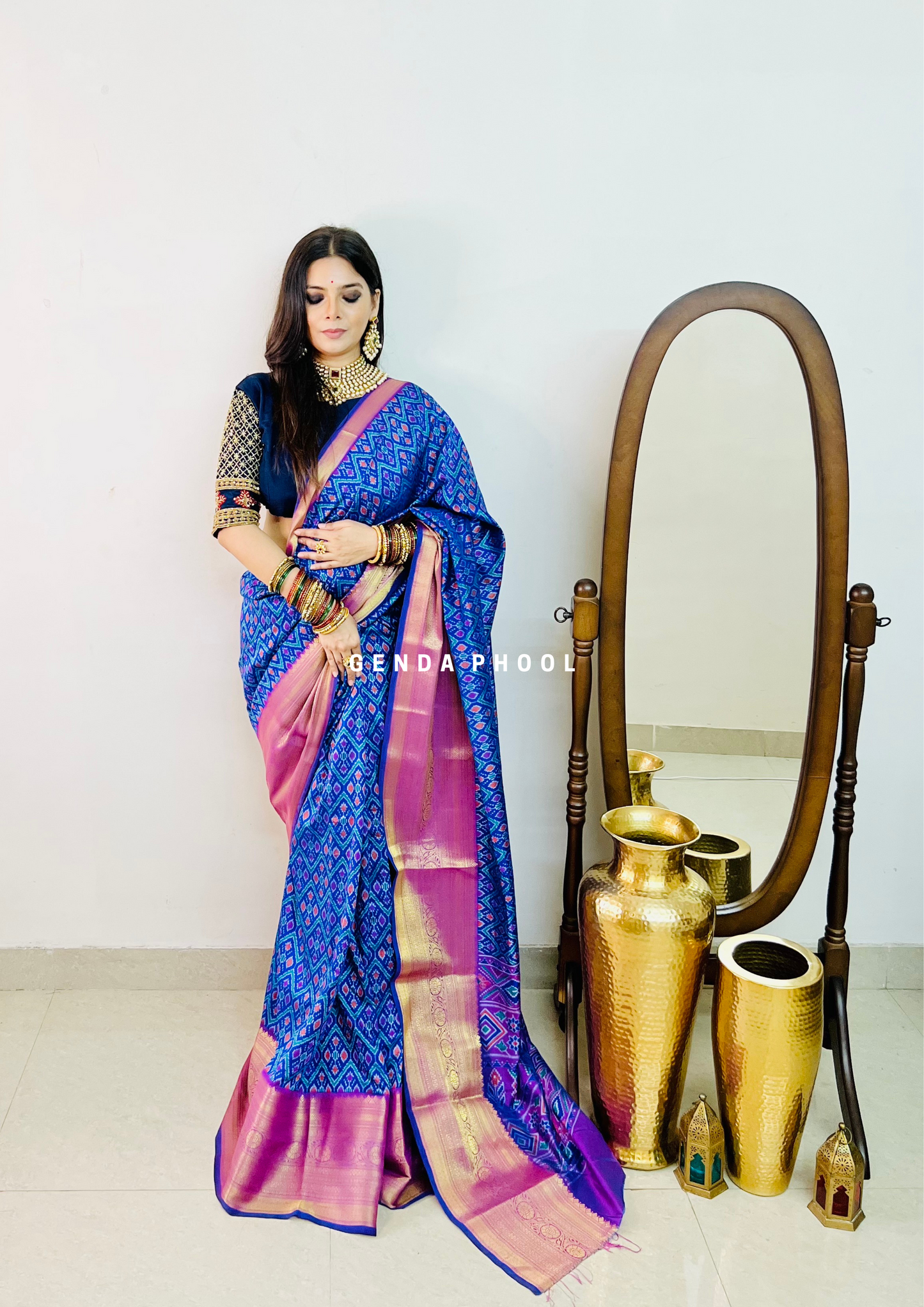 Patola Ikat Silk Saree with Zari Border