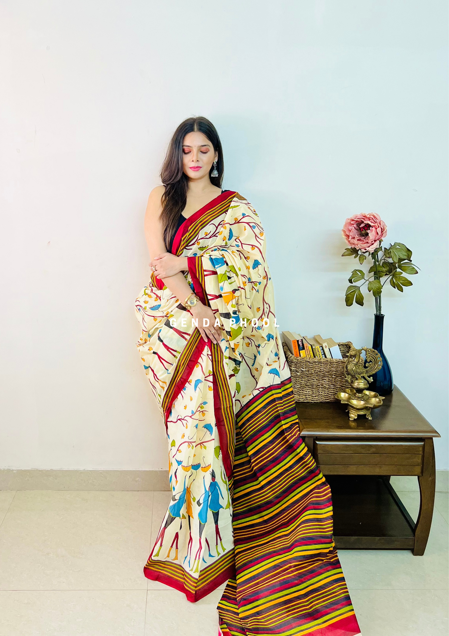 Umbrella Print Cotton Saree