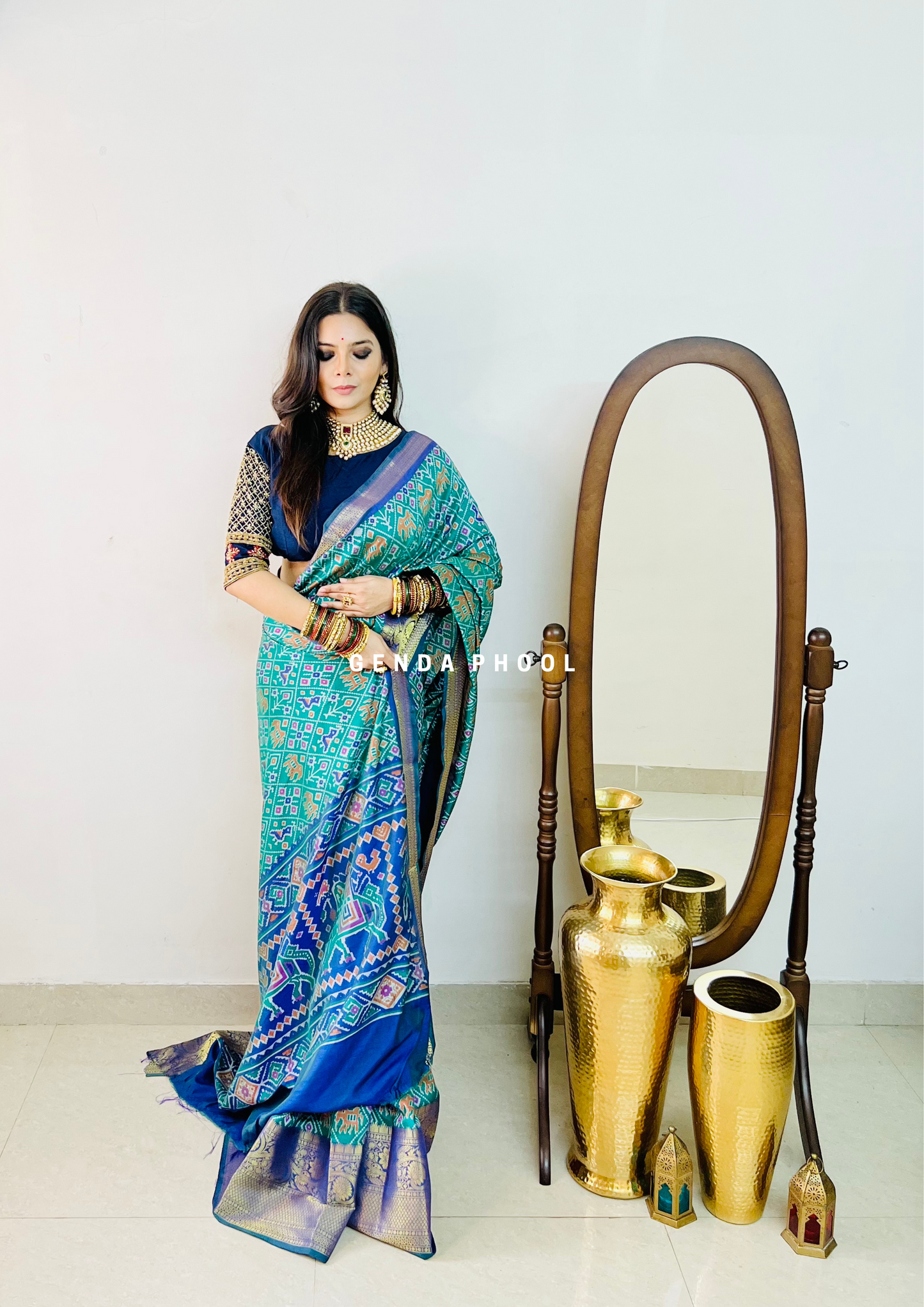 Patola Ikat Silk Saree with Zari Border