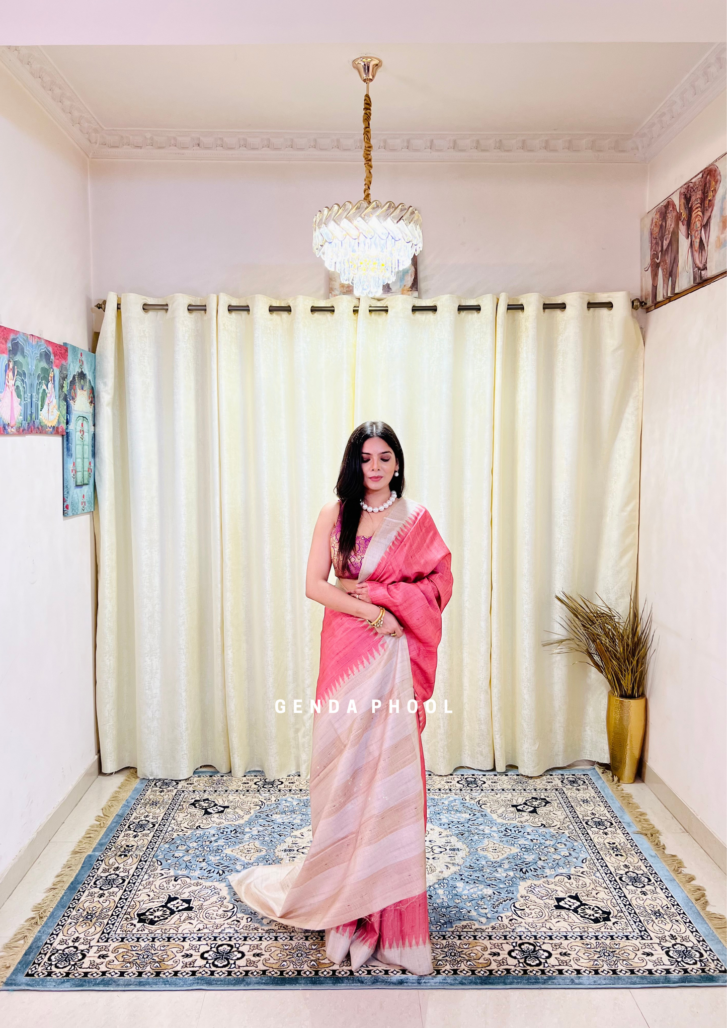 Temple Border Tussar Silk Saree