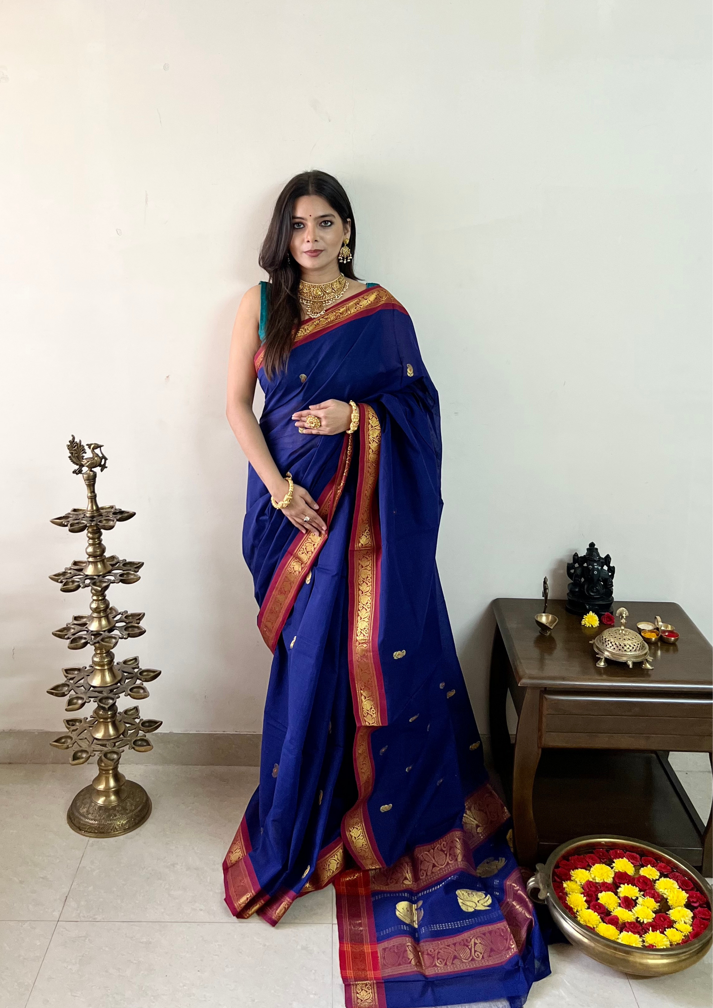 Handloom Venkatagiri Zari Border Cotton Saree