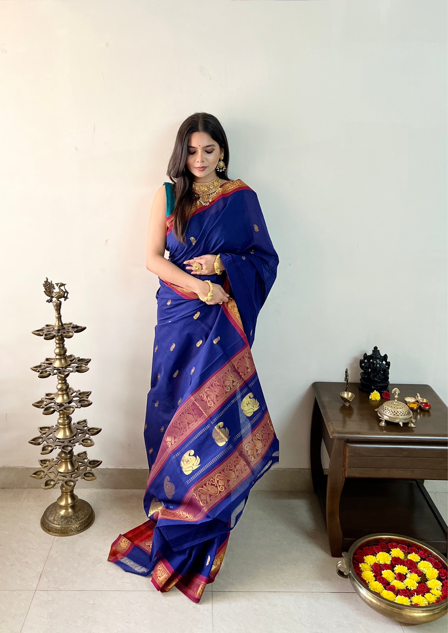 Handloom Venkatagiri Zari Border Cotton Saree