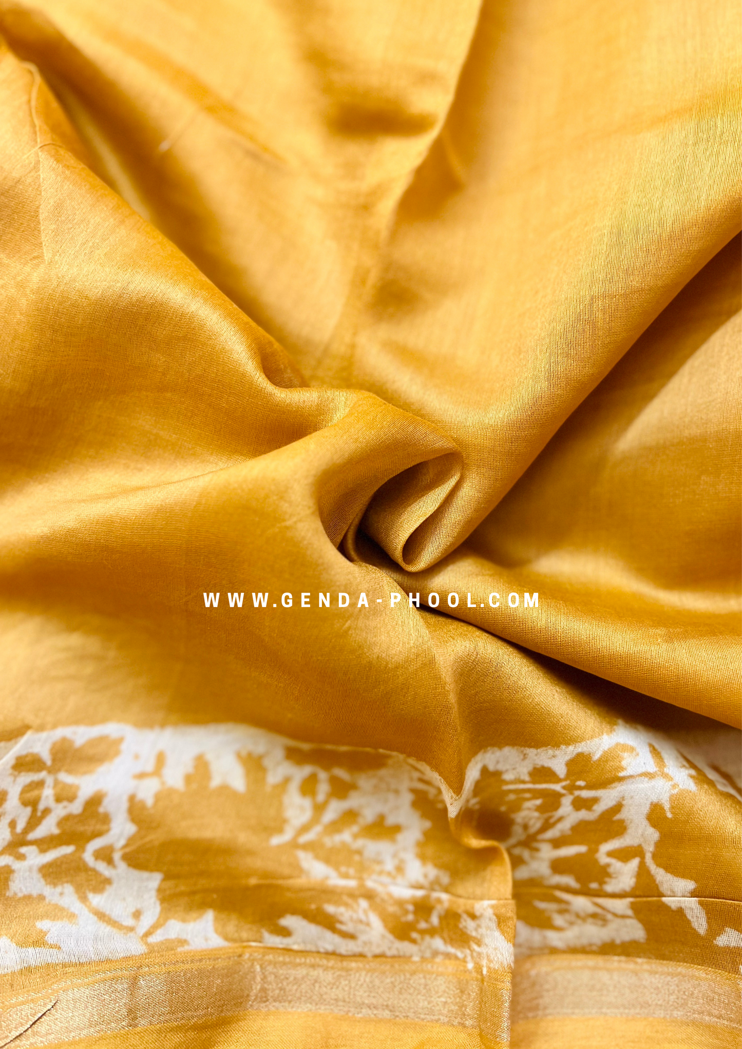 Handloom Dabu Handblock Printed Chanderi Silk Cotton Saree with Zari Border