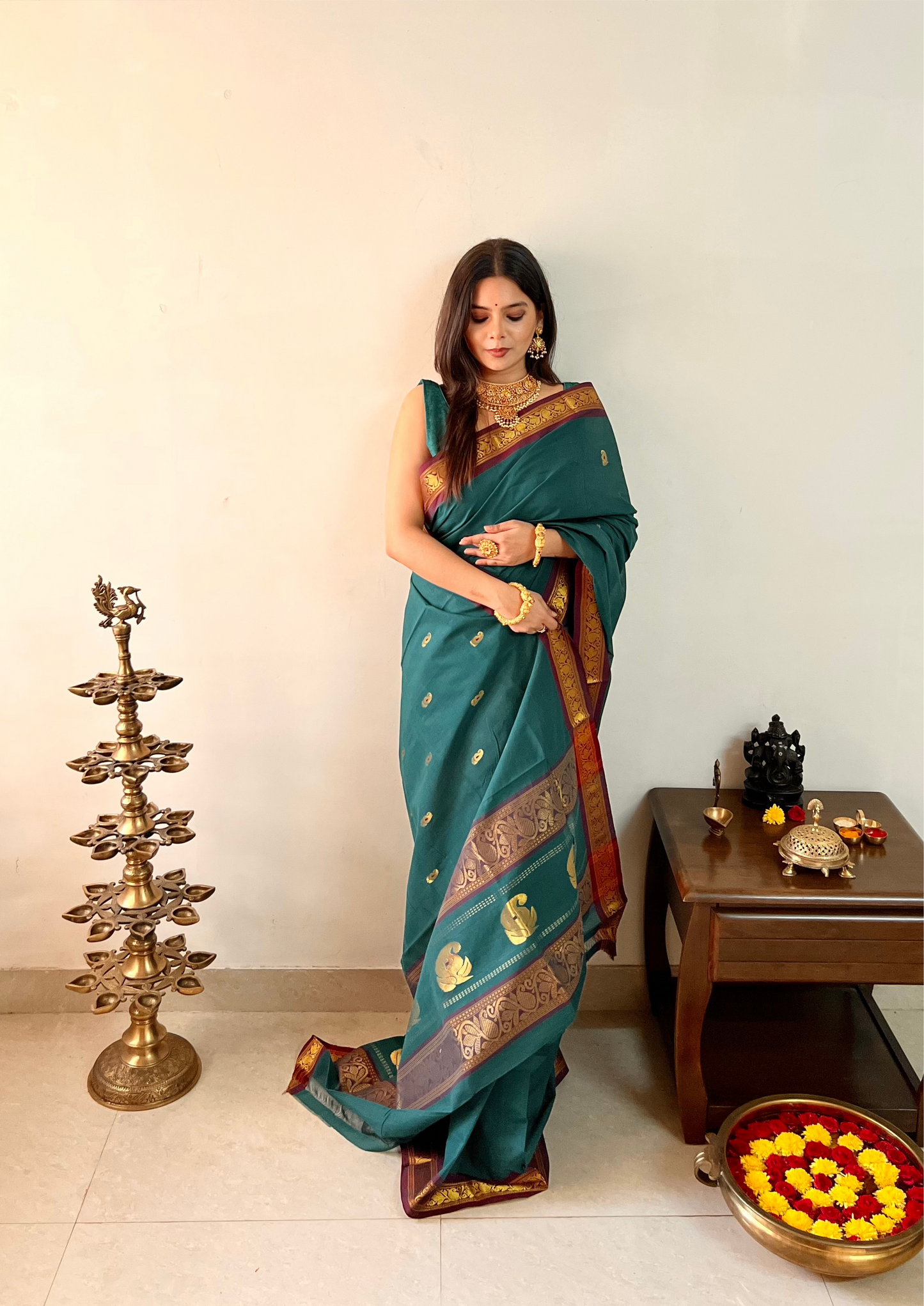 Handloom Venkatagiri Zari Border Cotton Saree