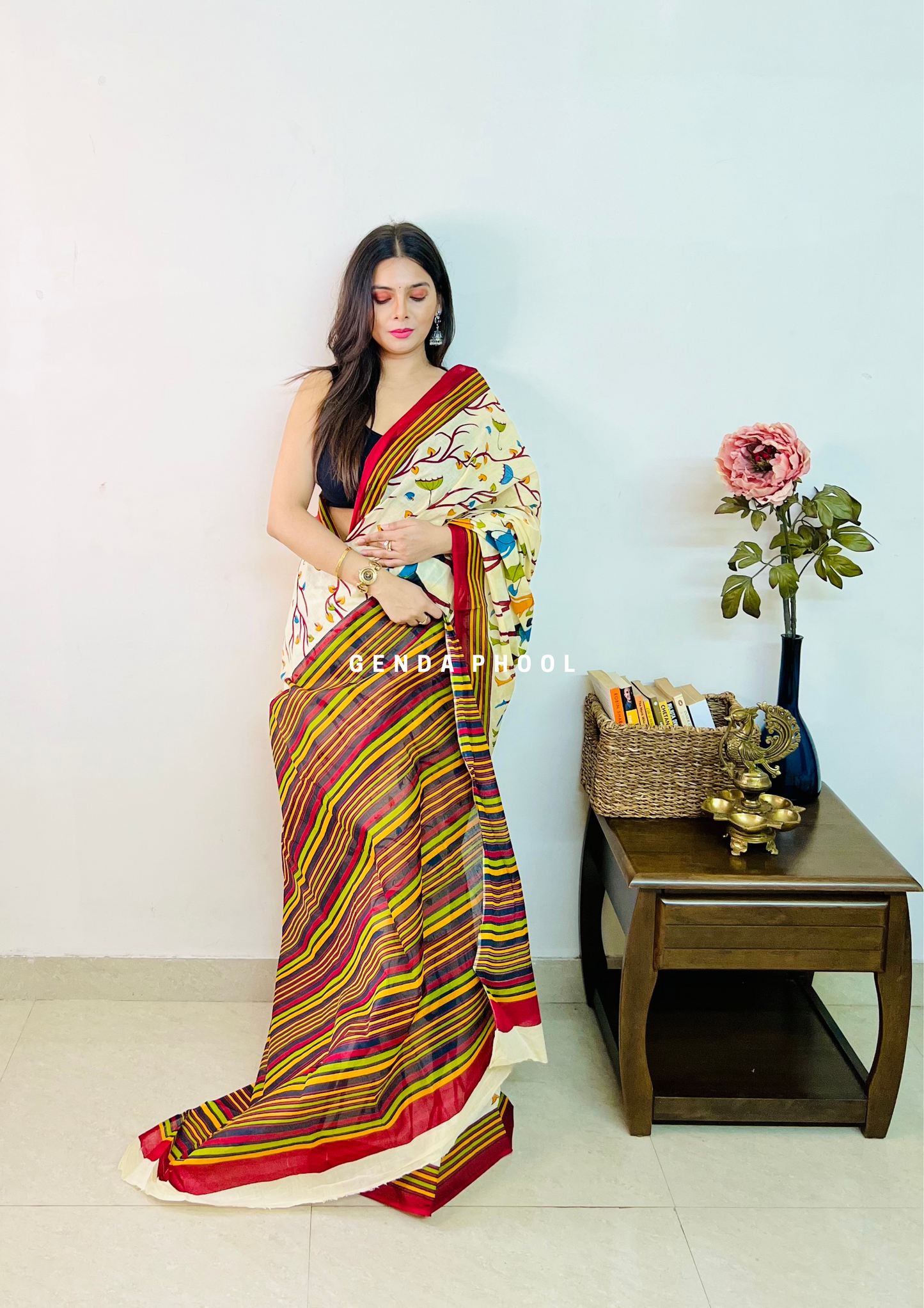 Umbrella Print Cotton Saree
