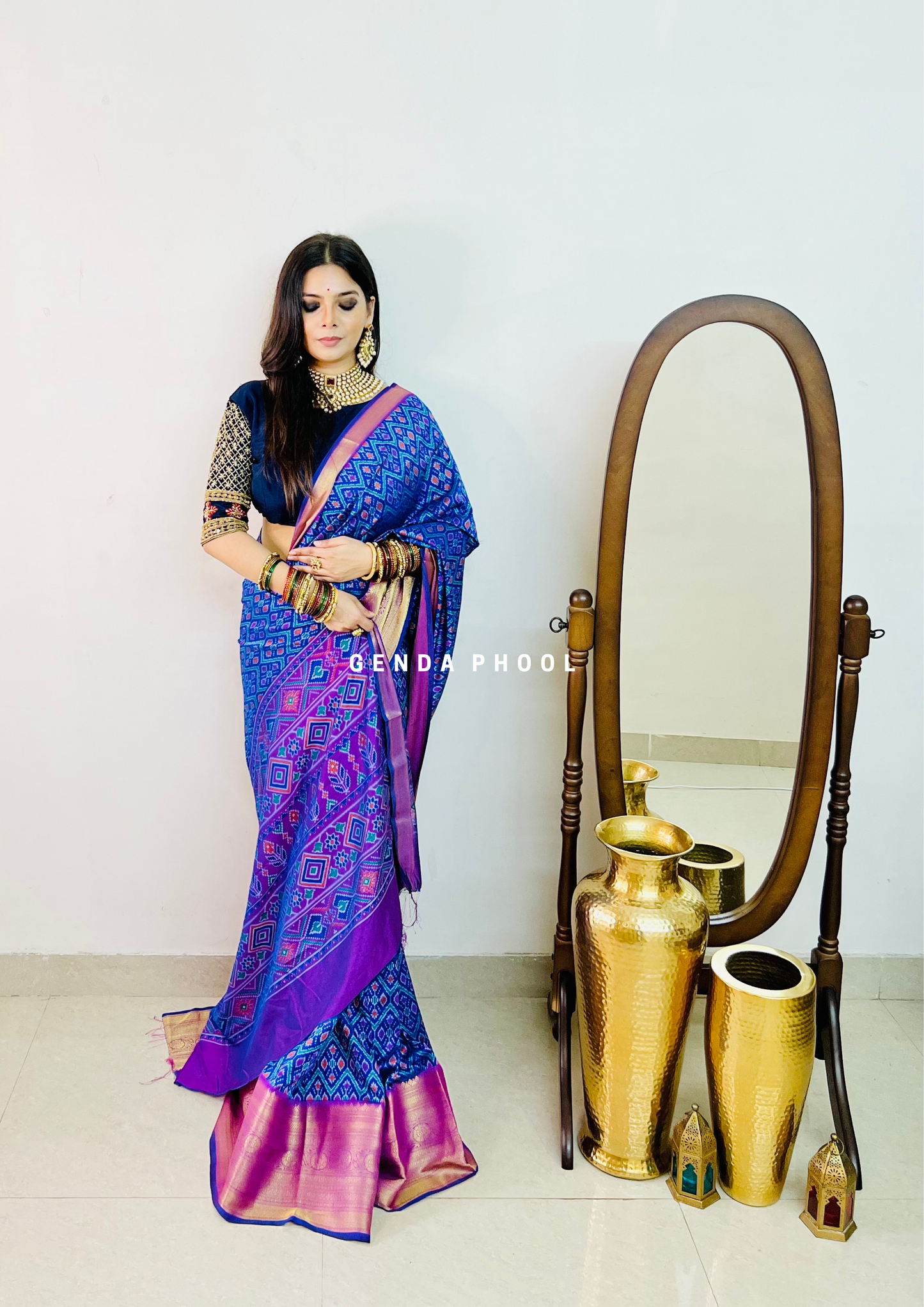 Patola Ikat Silk Saree with Zari Border