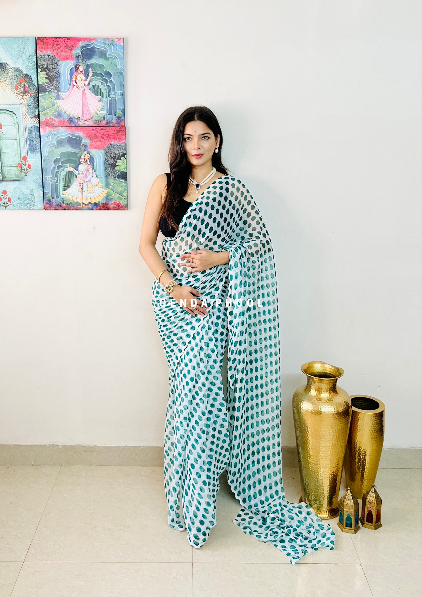 Retro Style Polka Dot Saree