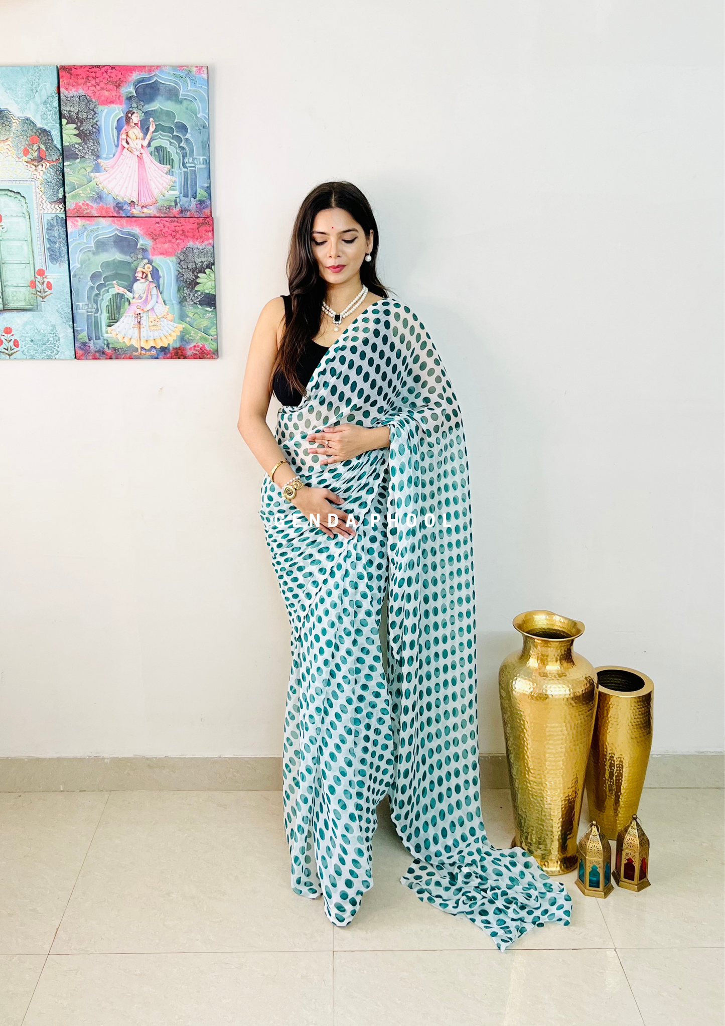 Retro Style Polka Dot Saree