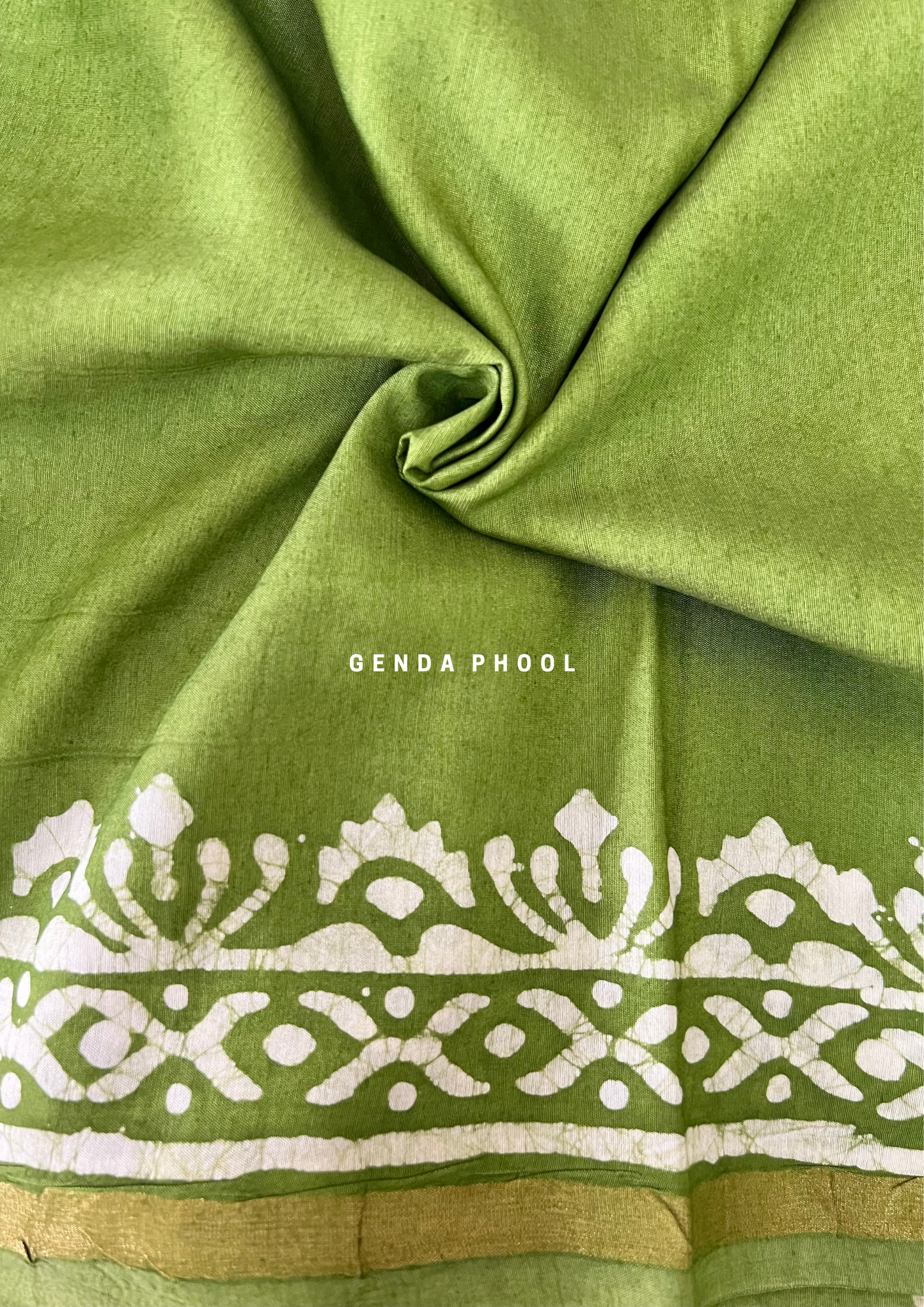 Handloom Handblock Printed Chanderi Silk Cotton Saree with Zari Border