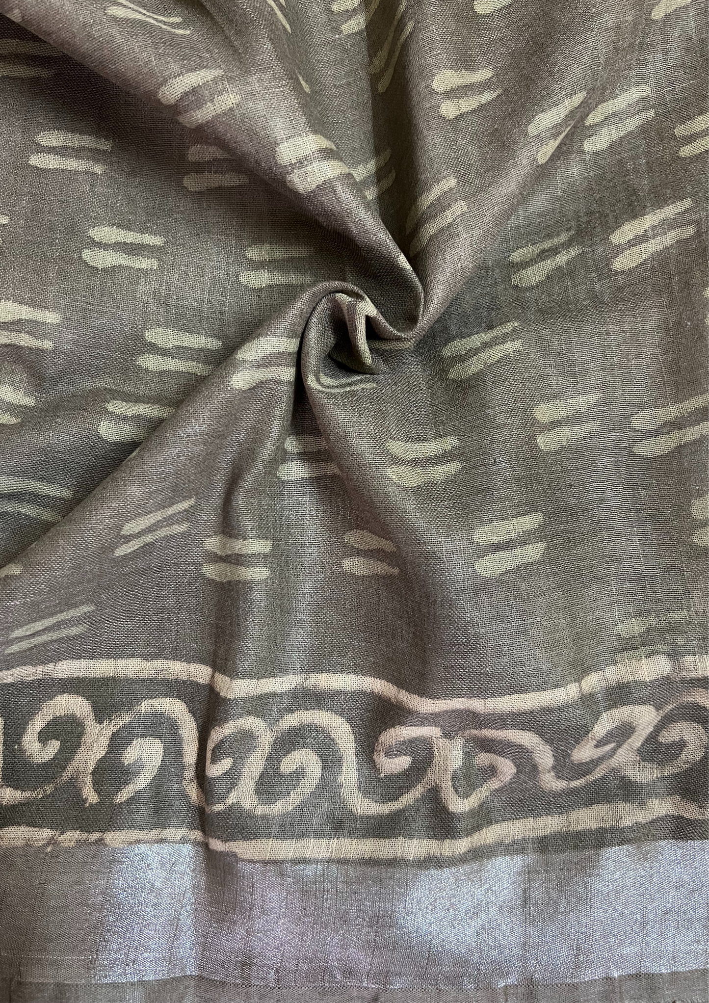 Handblock Printed Linen Cotton Saree