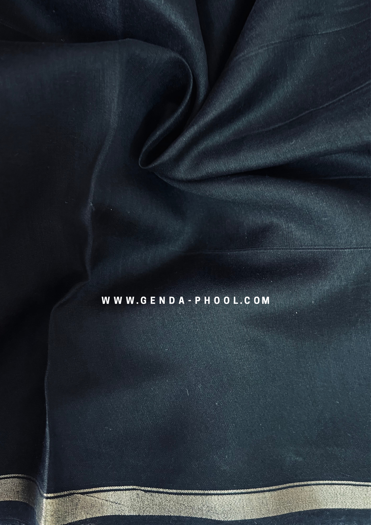 Handloom Dabu Handblock Printed Chanderi Silk Cotton Saree with Zari Border