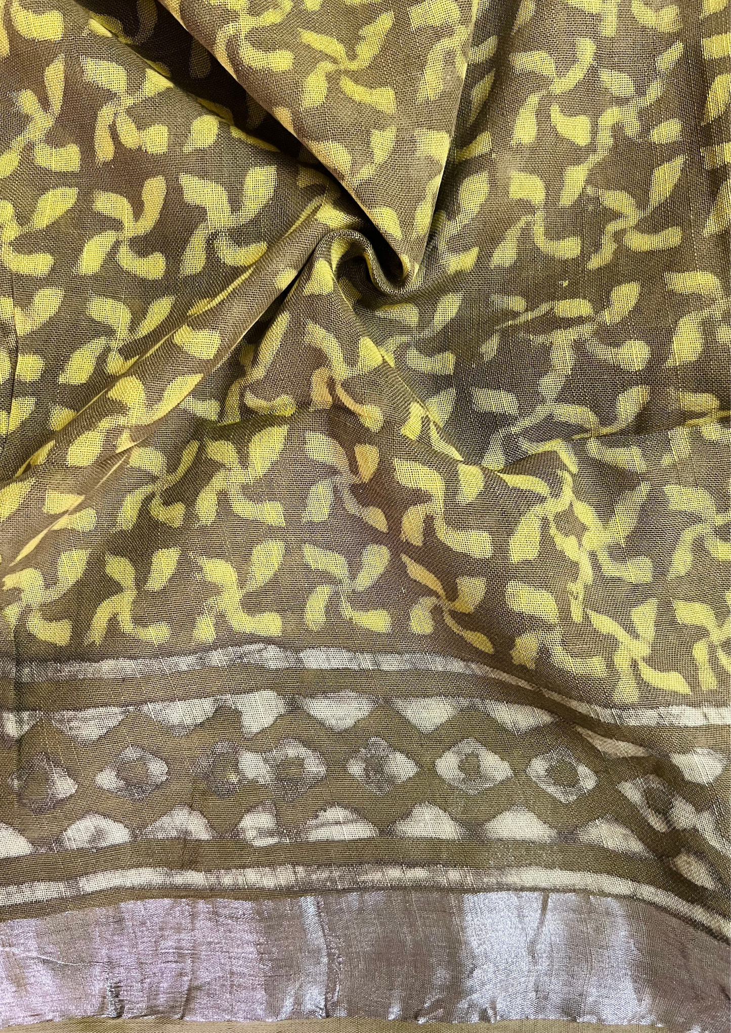 Handblock Printed Linen Cotton Saree