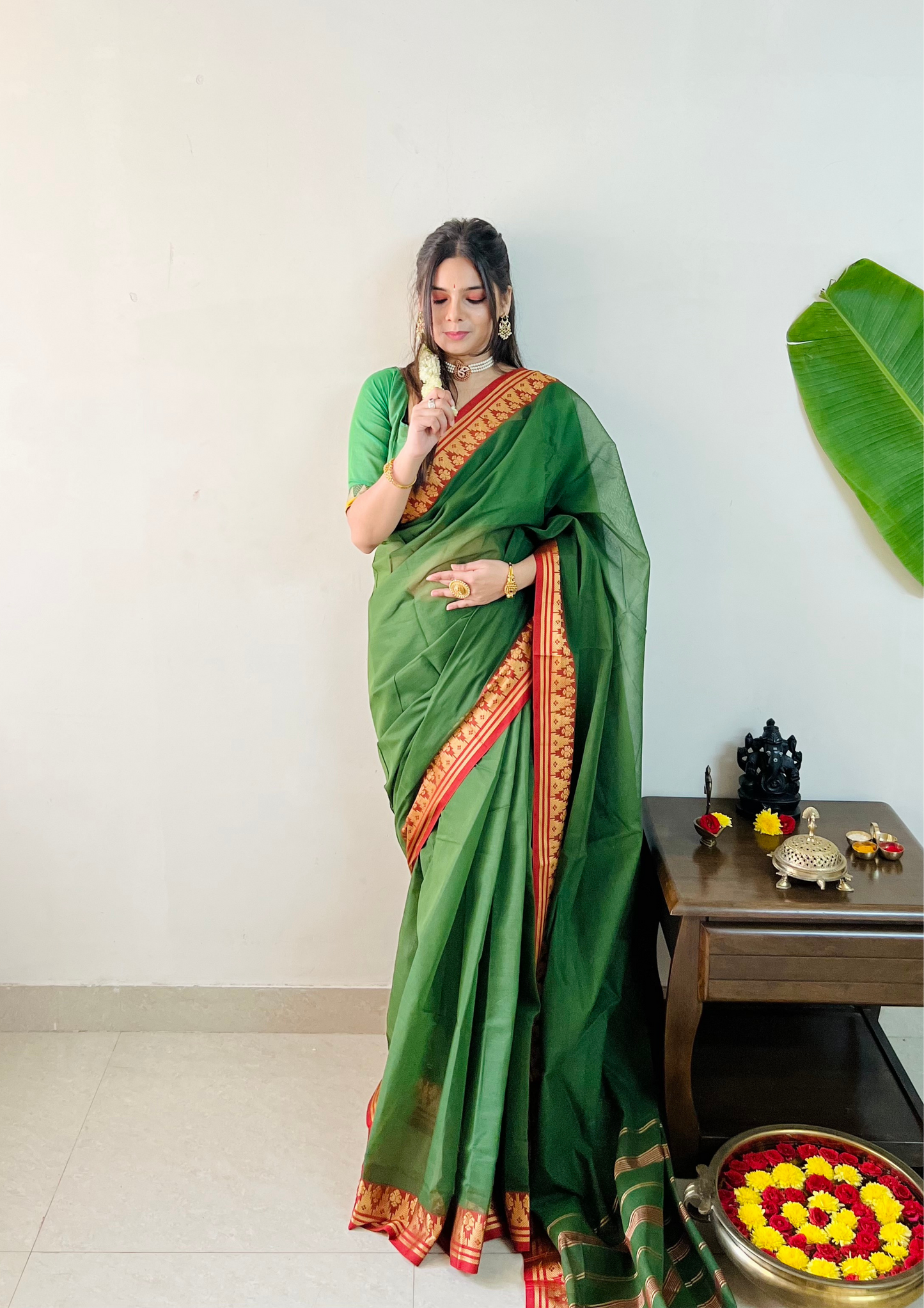 South Cotton Thread Border Saree