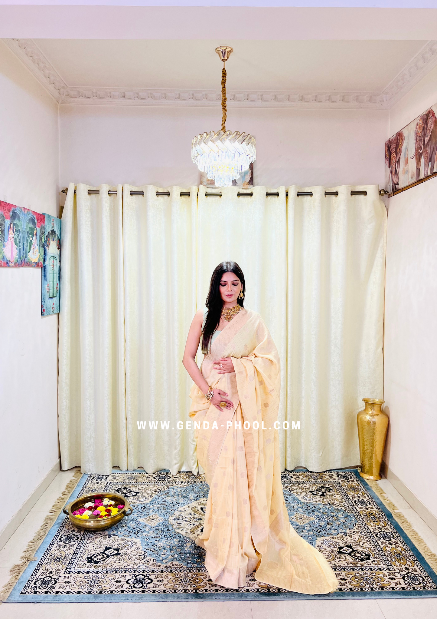 Pastel Silk Cotton Saree with Woven Zari Work