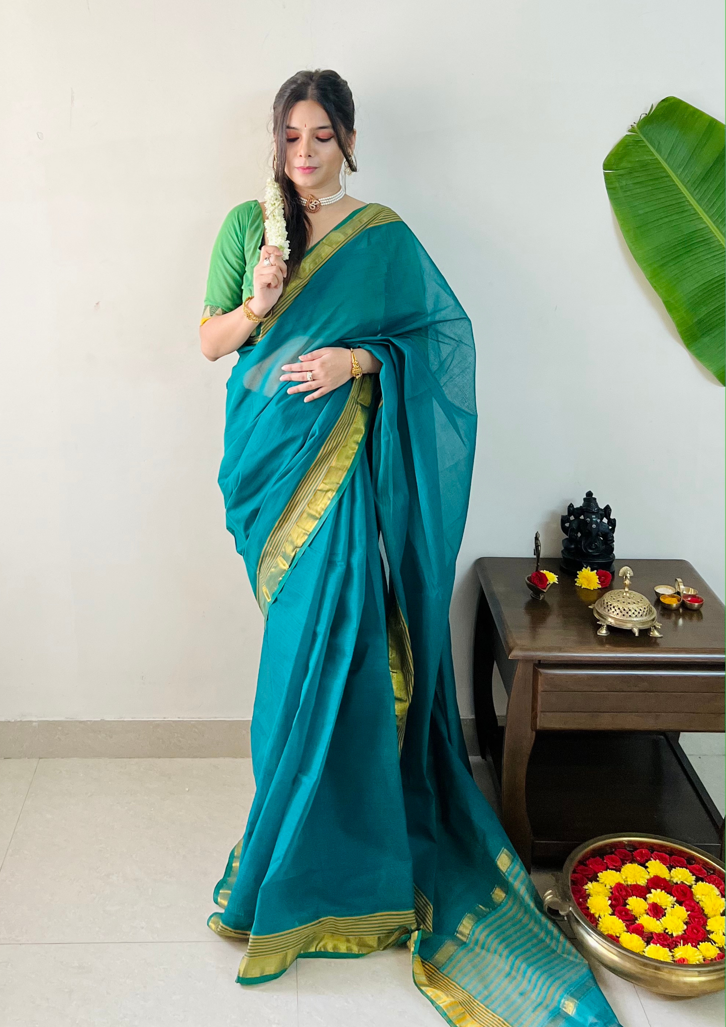South Cotton Thread Border Saree