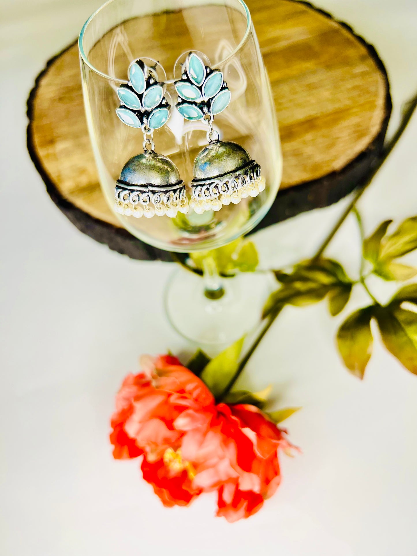 Aquamarine German Silver Earrings
