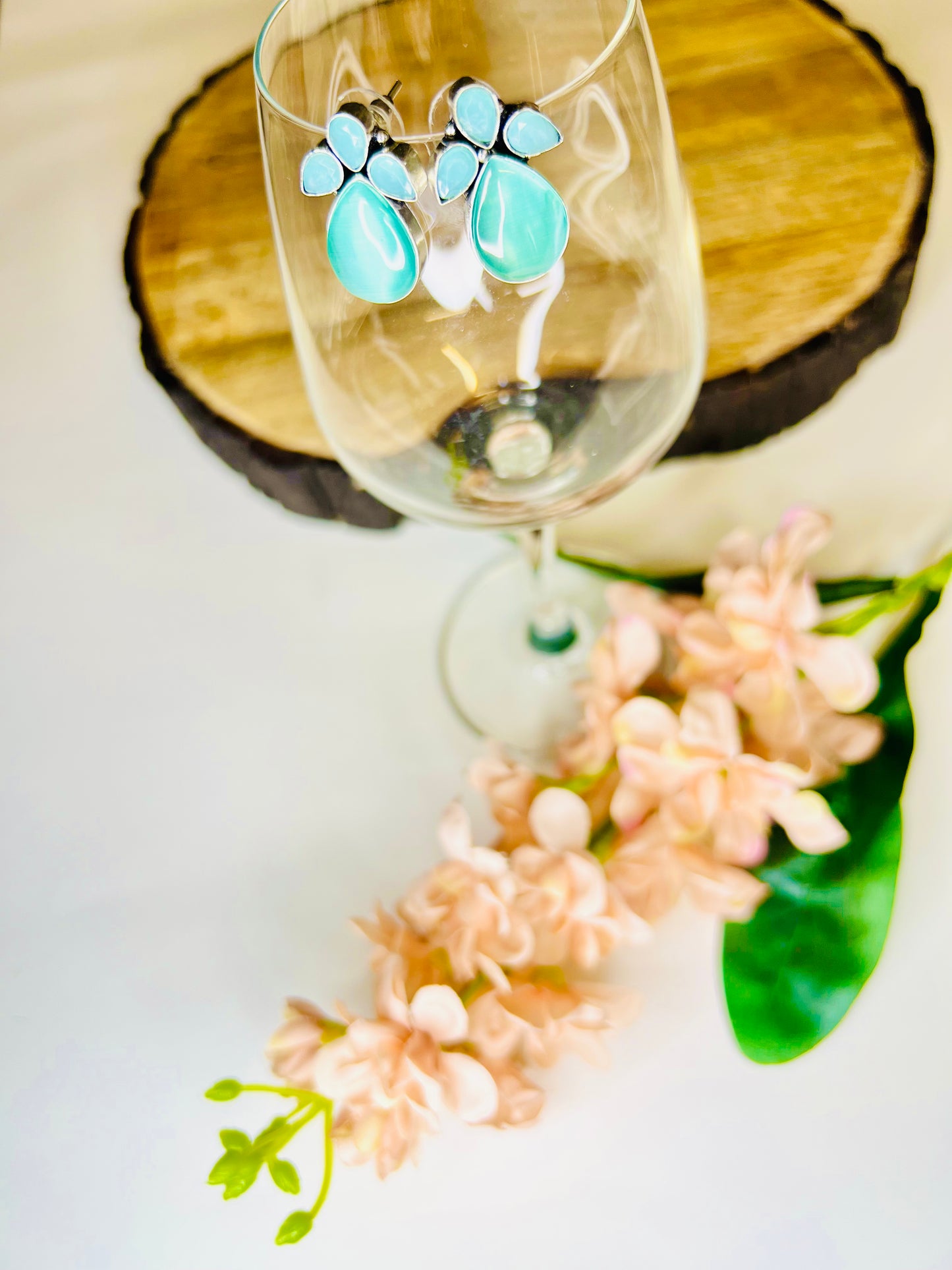 Aquamarine Tranquility German Silver Studs