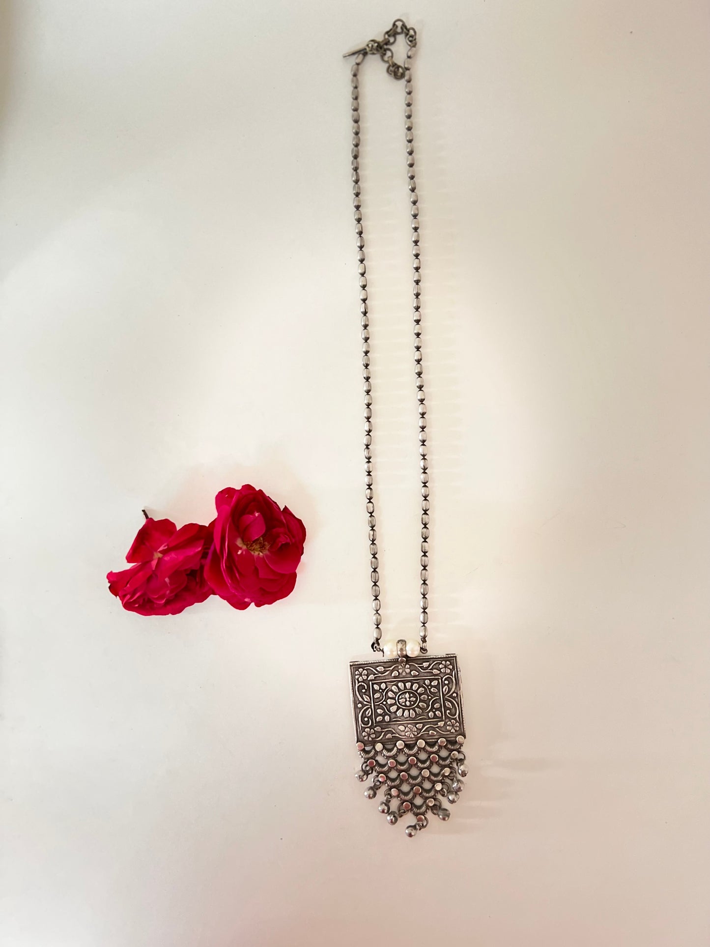 Intricate jali vintage inspired oxidised brass neckline