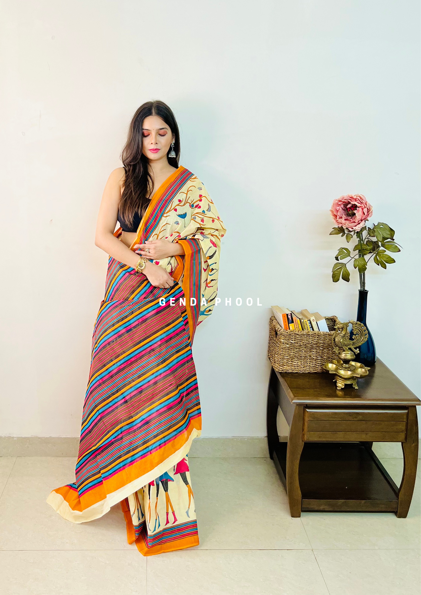 Umbrella Print Cotton Saree