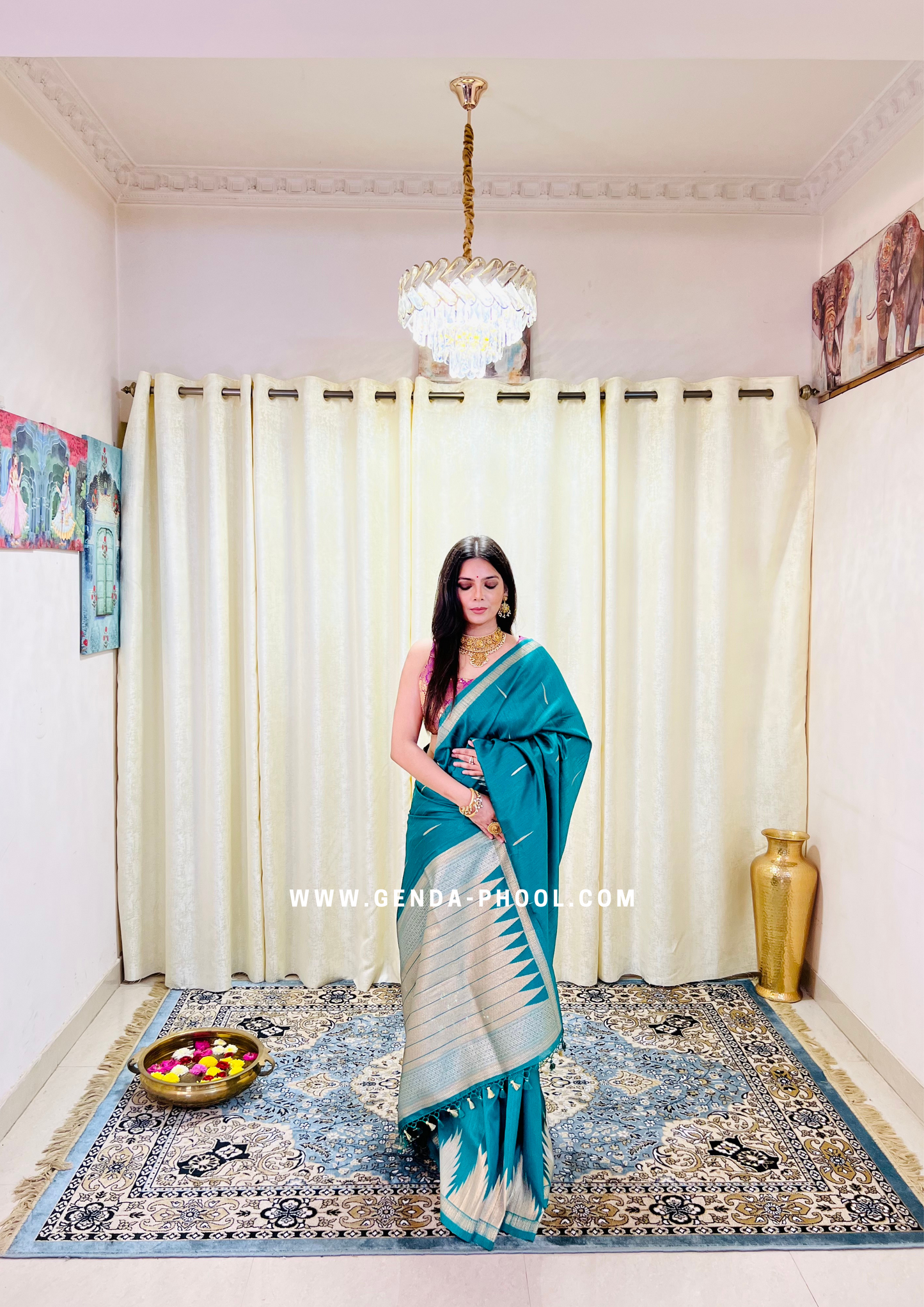 Tussar Silk Saree with Grand Zari Pallu and Thread butis