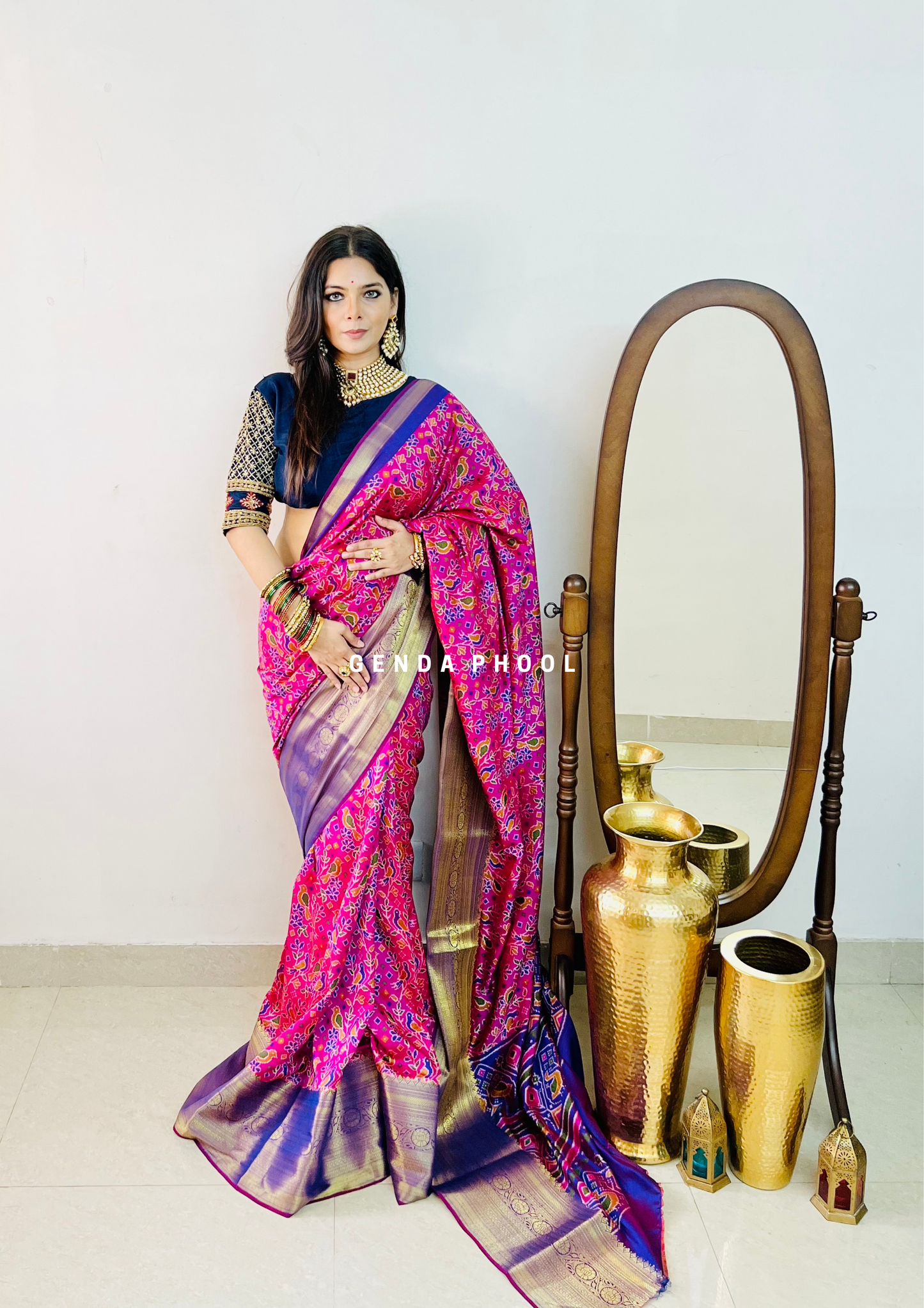 Patola Ikat Silk Saree with Zari Border