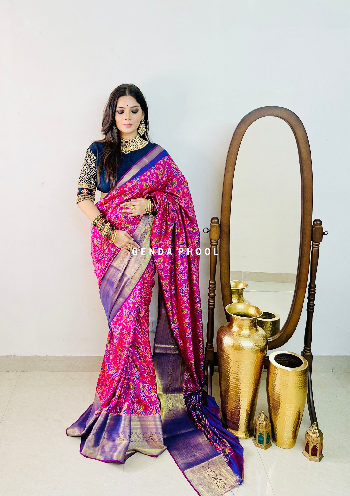 Patola Ikat Silk Saree with Zari Border