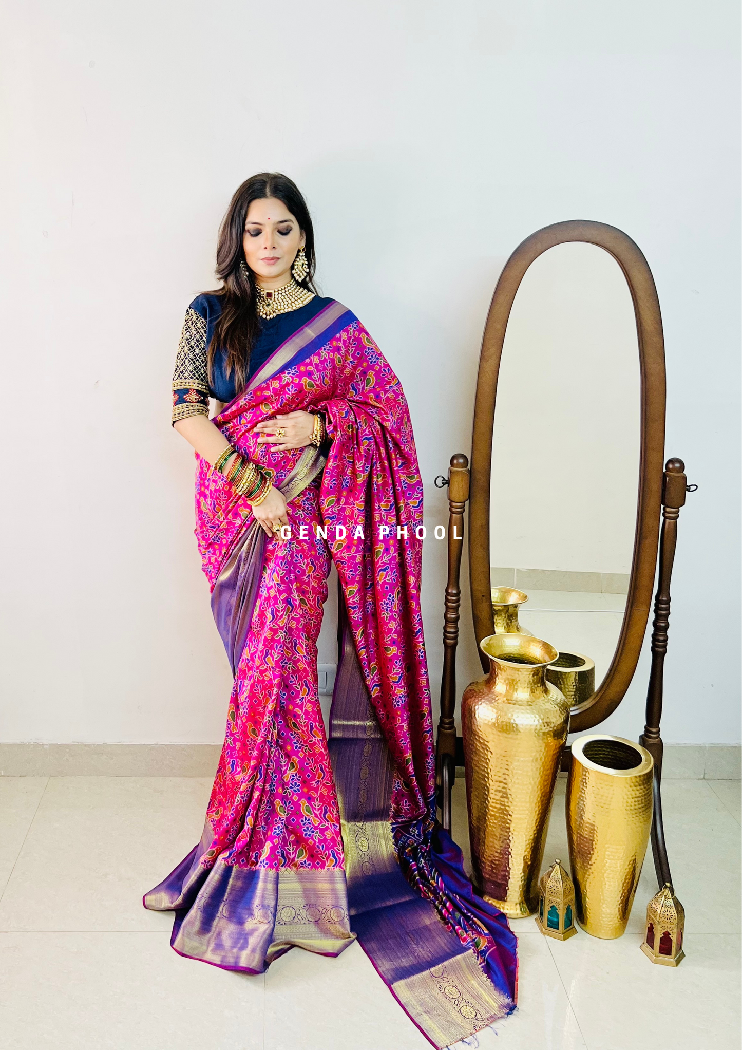 Patola Ikat Silk Saree with Zari Border