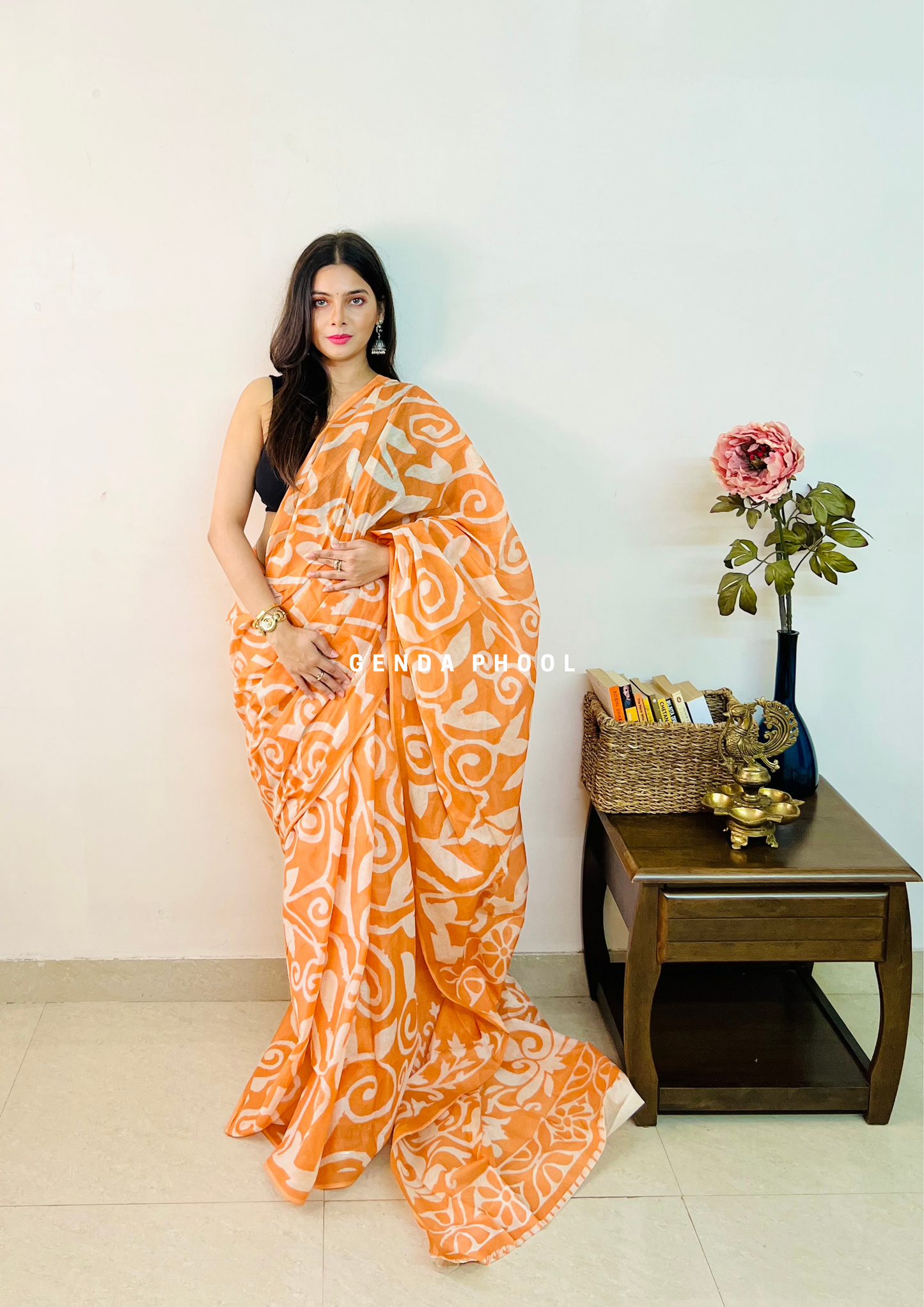 Leaf Print Cotton Saree