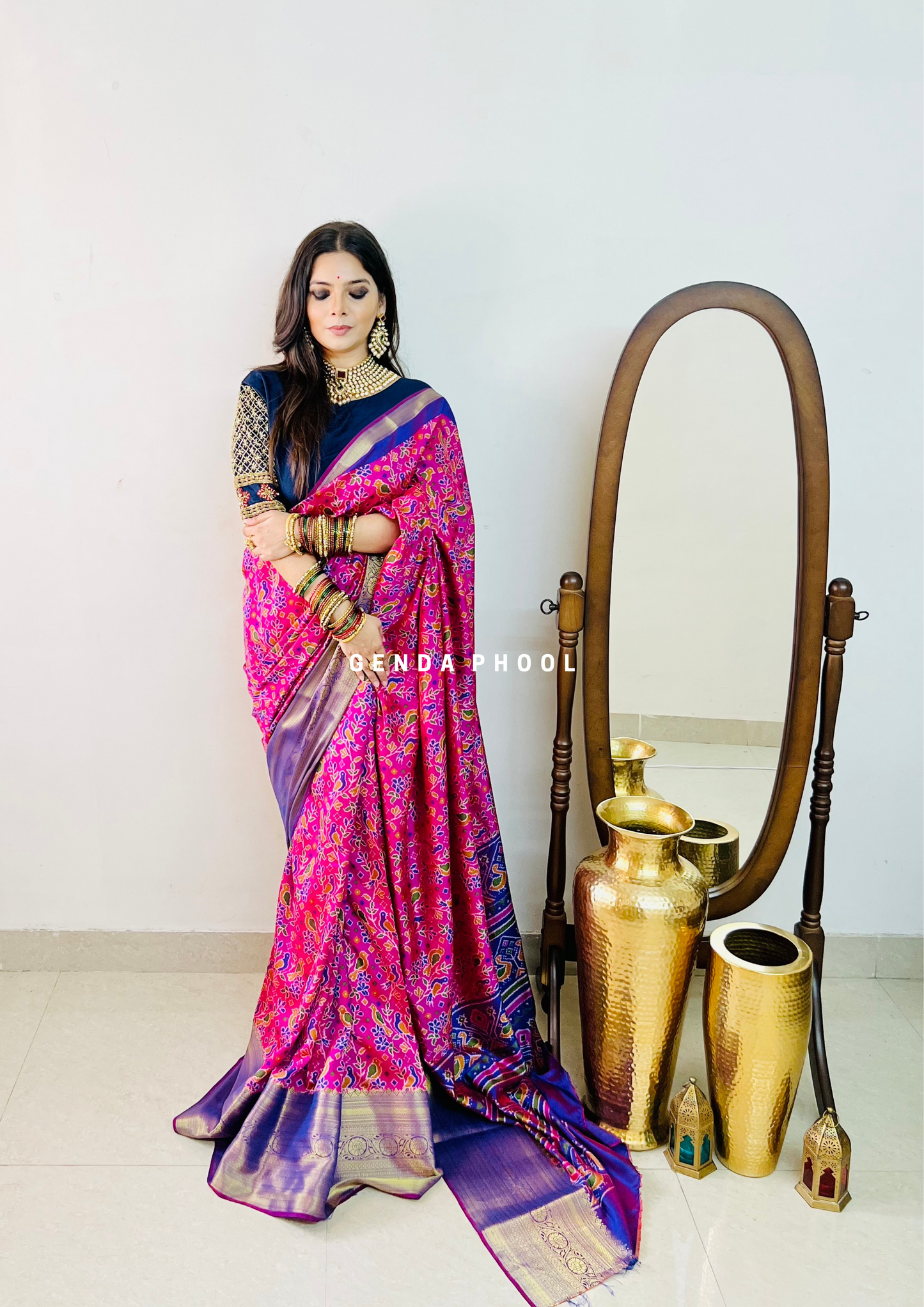 Patola Ikat Silk Saree with Zari Border