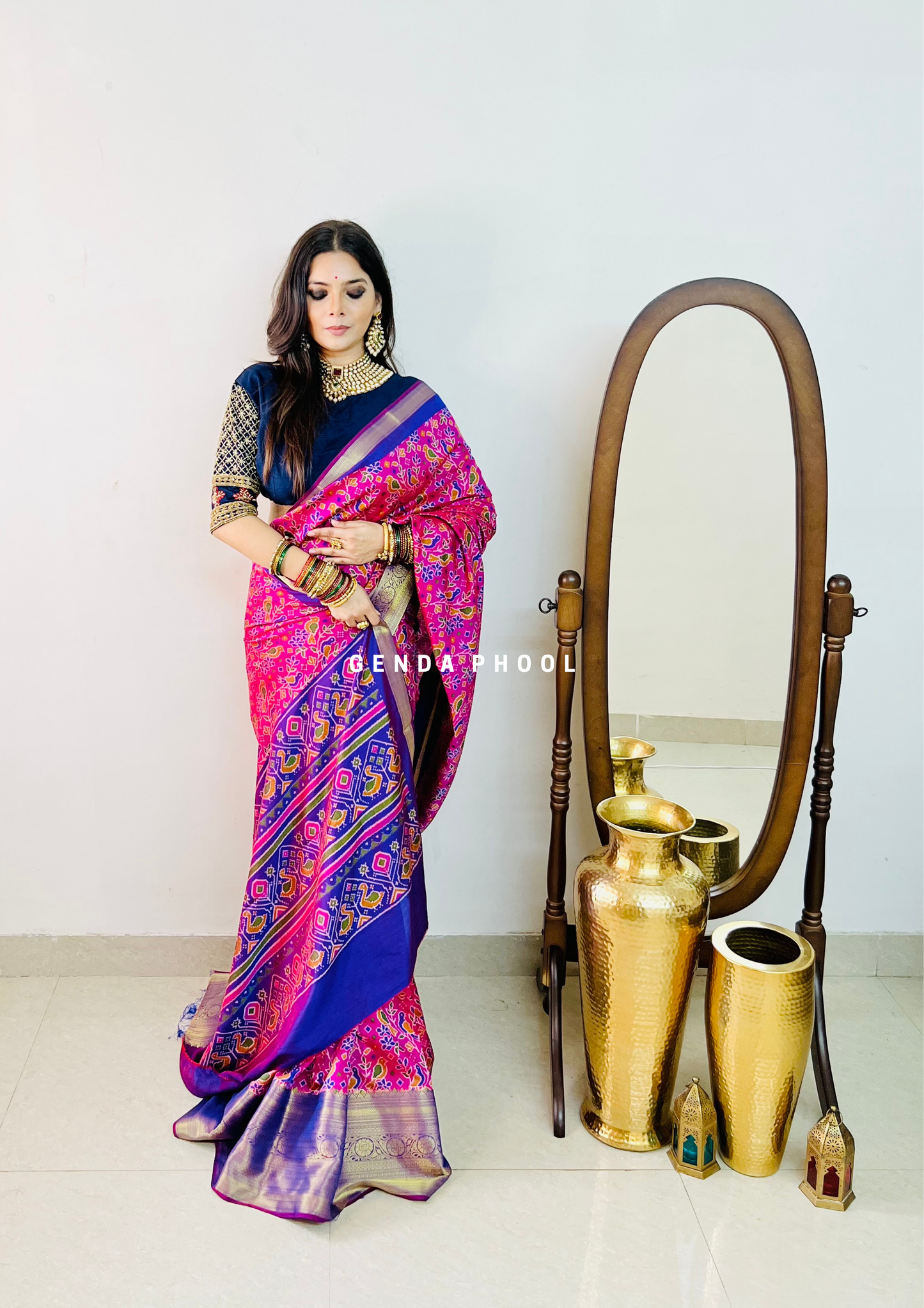 Patola Ikat Silk Saree with Zari Border